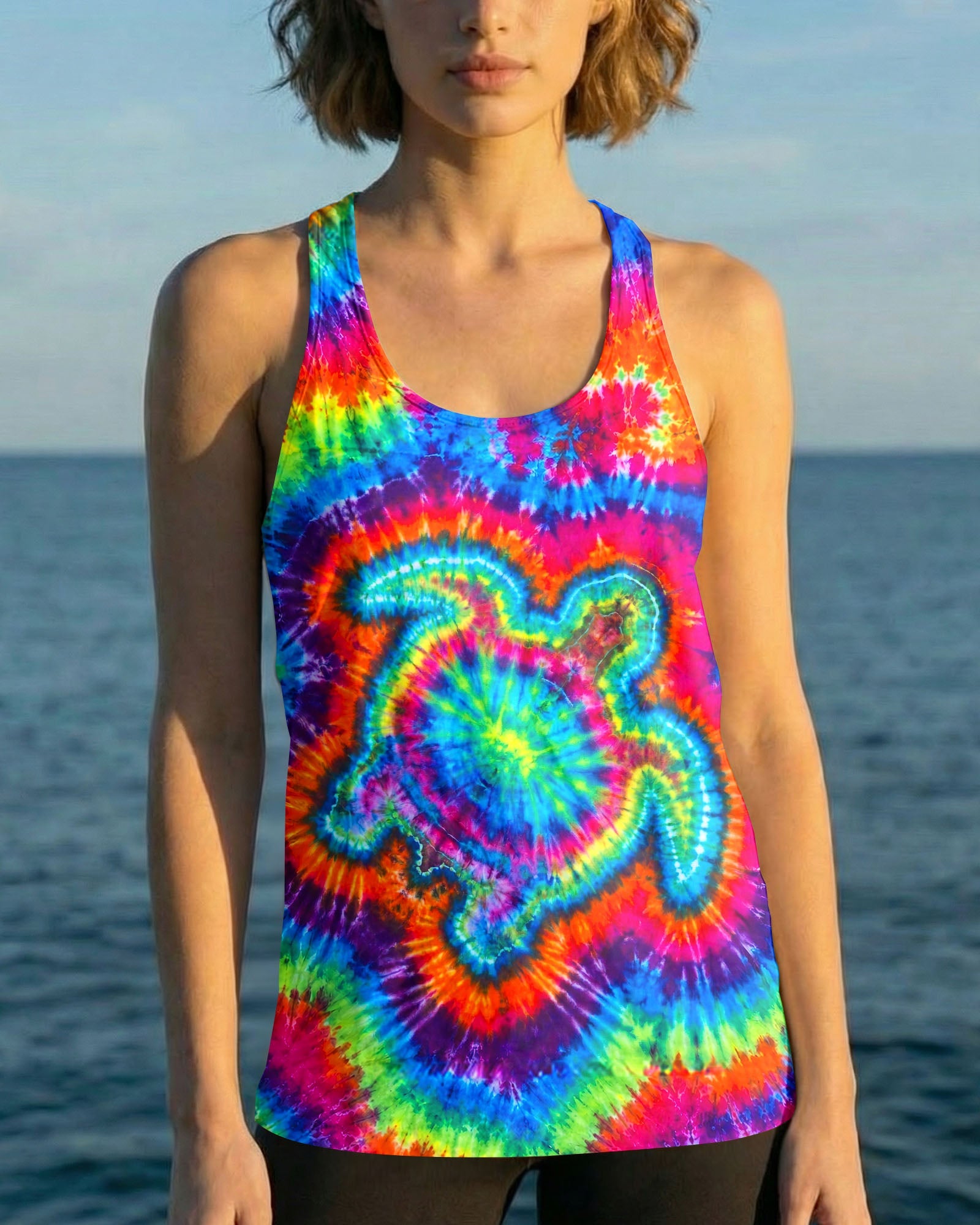 SEA TURTLE COLORFUL SWIRL ALL OVER PRINT   - TLNT0906261