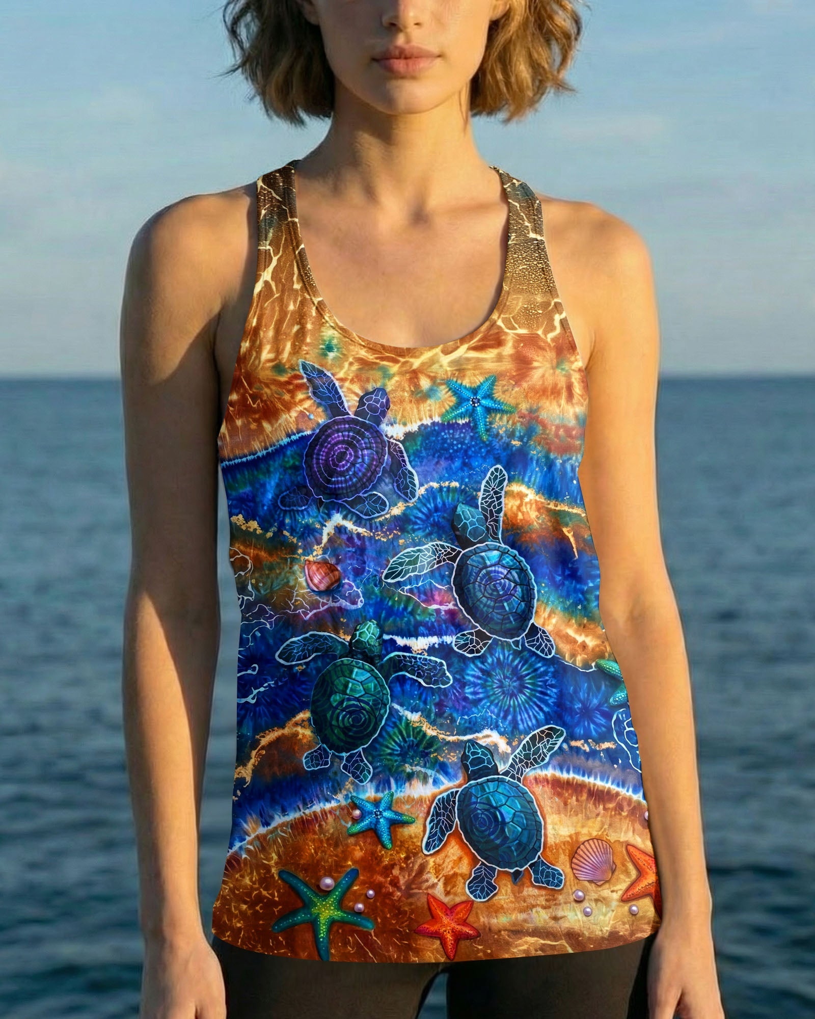 SEA TURTLE WAVES ALL OVER PRINT  - TLNT1404263
