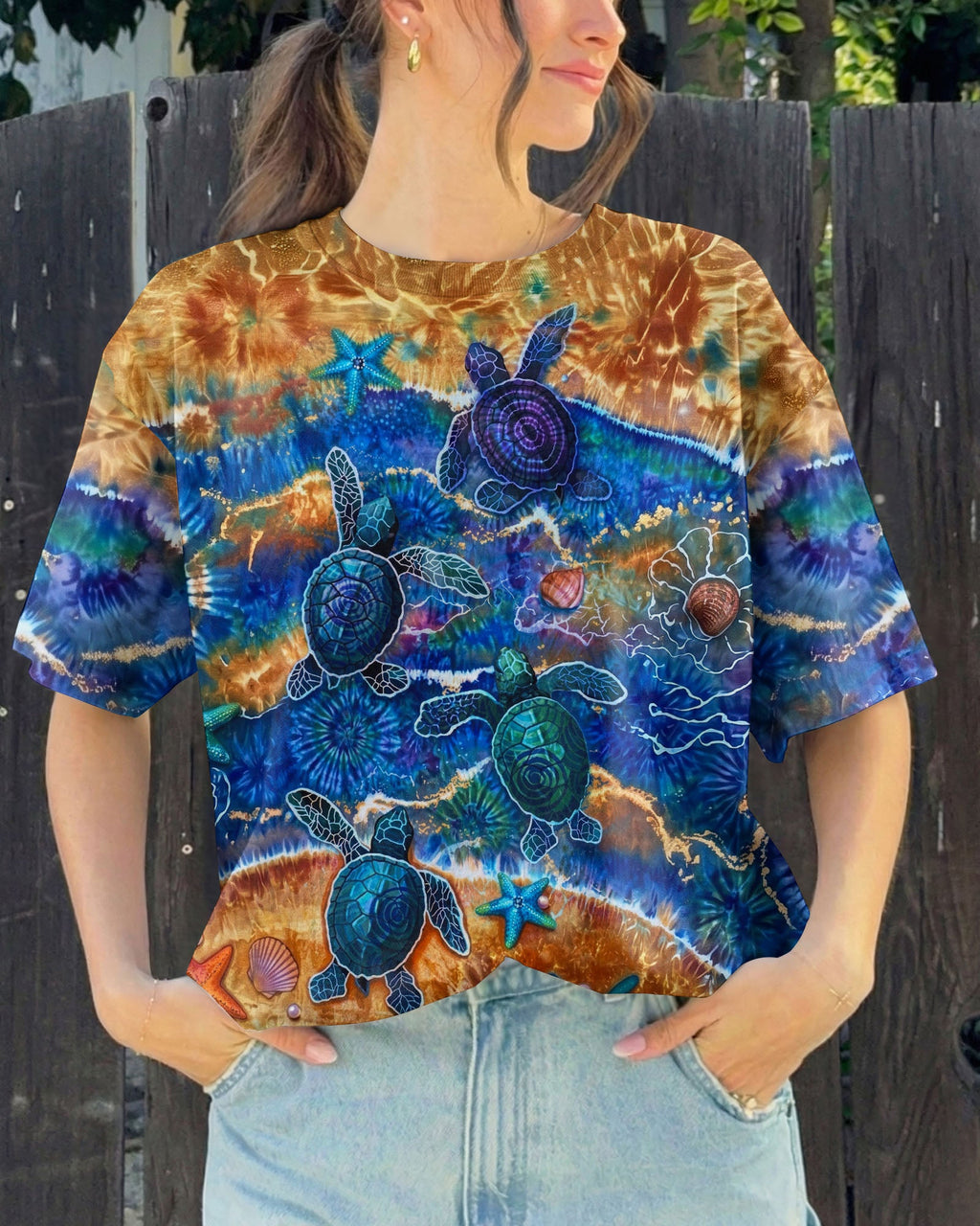 SEA TURTLE WAVES ALL OVER PRINT  - TLNT1404263