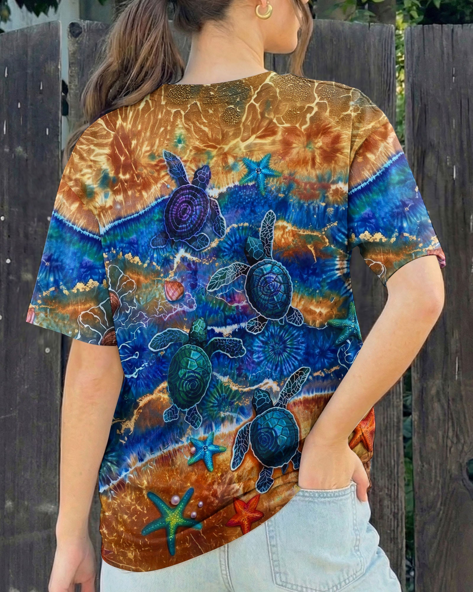 SEA TURTLE WAVES ALL OVER PRINT  - TLNT1404263