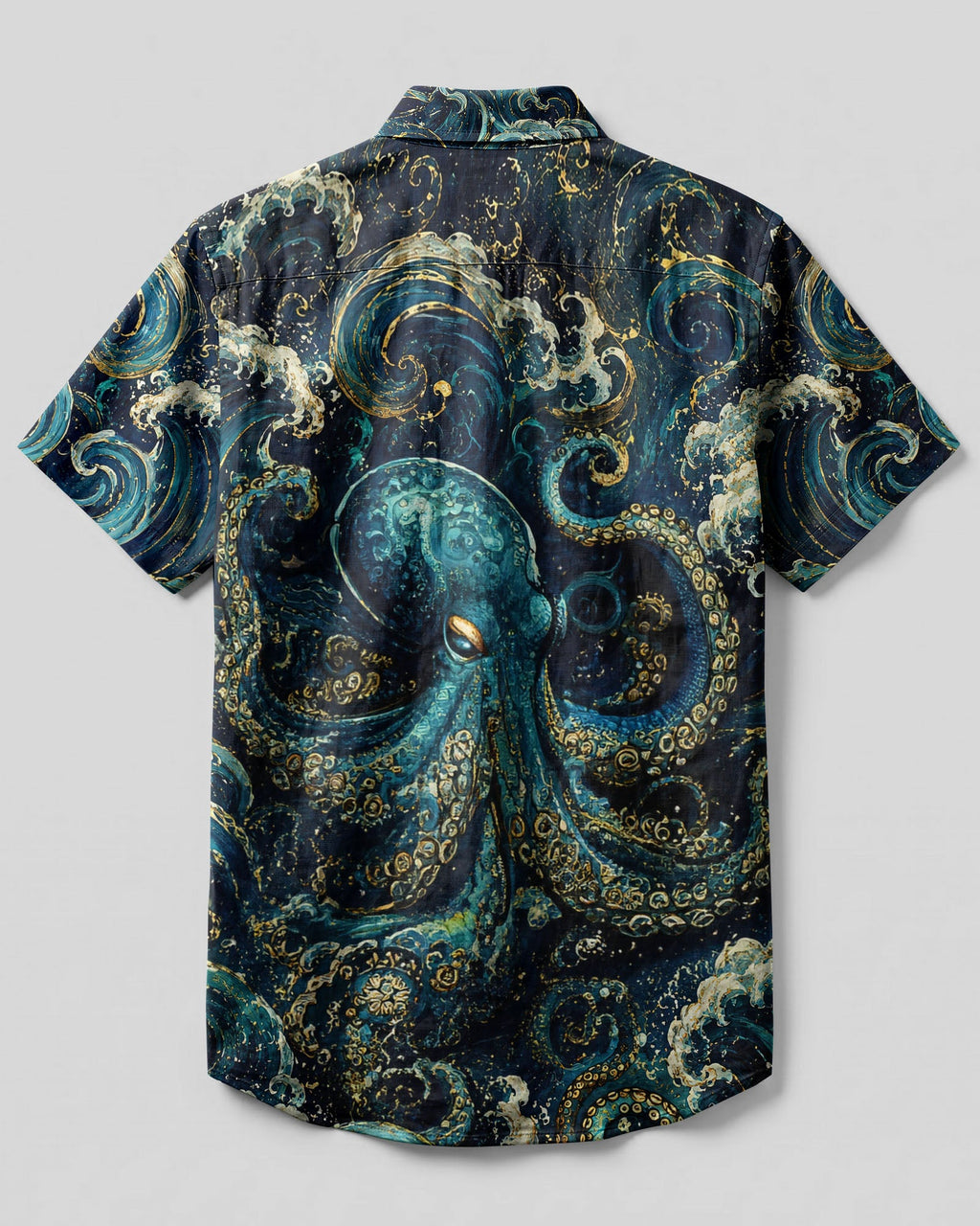 OCTOPUS WAVES ART BUTTON-DOWN COLLAR SHIRT   - TLNT1506262
