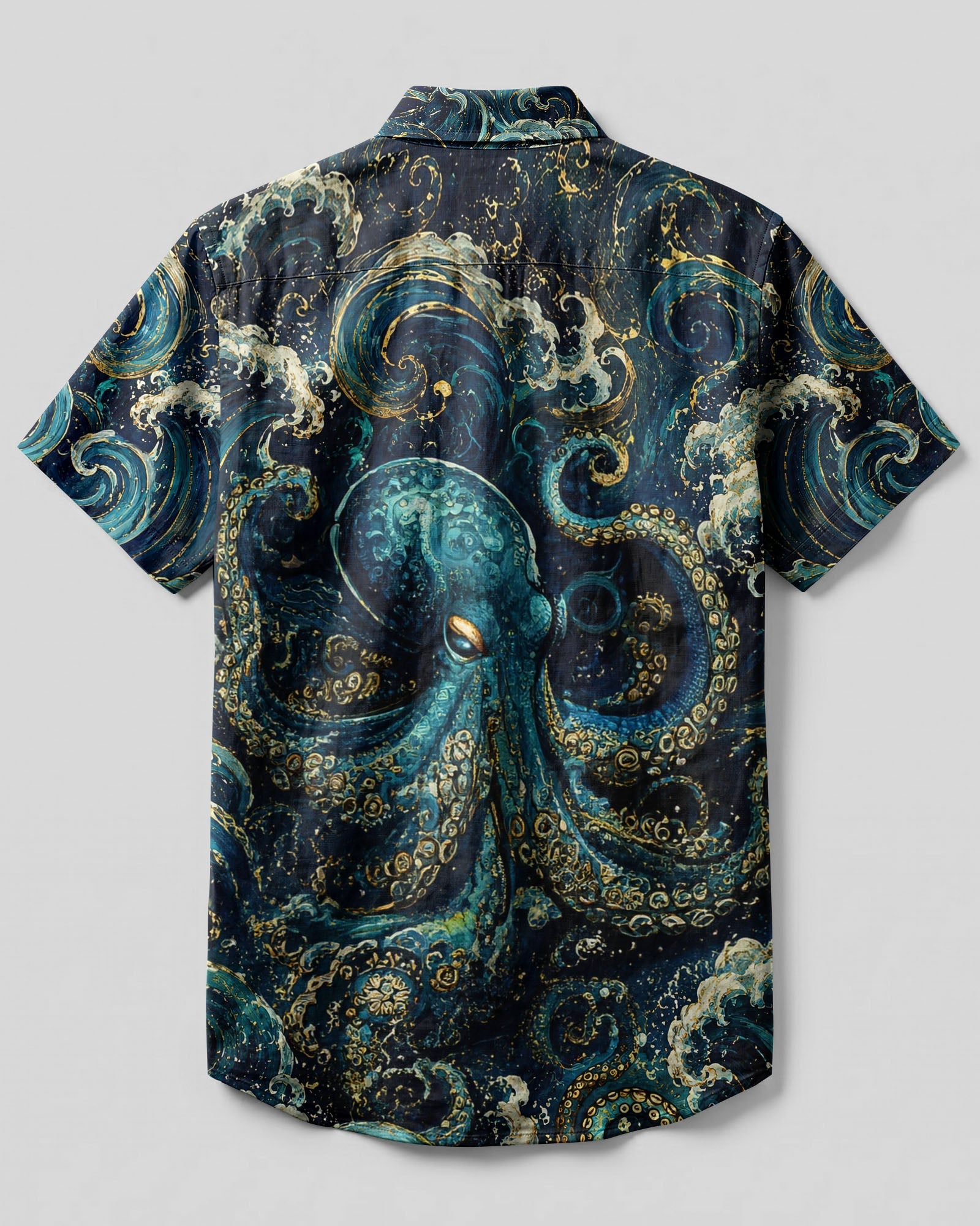 OCTOPUS WAVES ART BUTTON-DOWN COLLAR SHIRT   - TLNT1506262