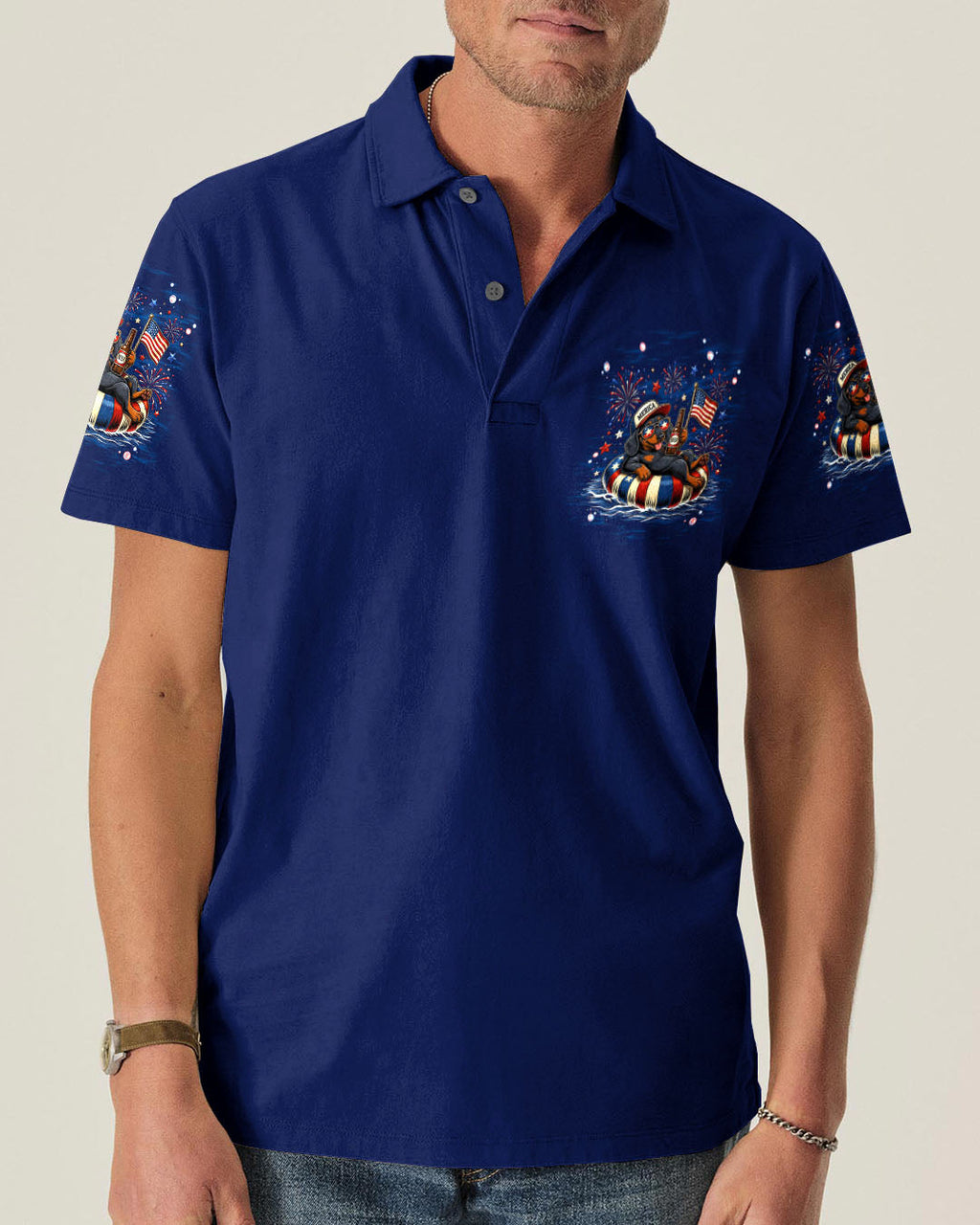 LAND OF THE FREE DACHSHUND DOG RED WHITE & BLUE ALL OVER PRINT  - TLNT1905263