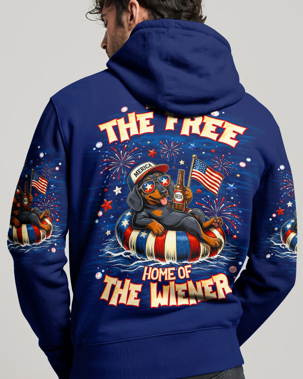 LAND OF THE FREE DACHSHUND DOG RED WHITE & BLUE ALL OVER PRINT  - TLNT1905263