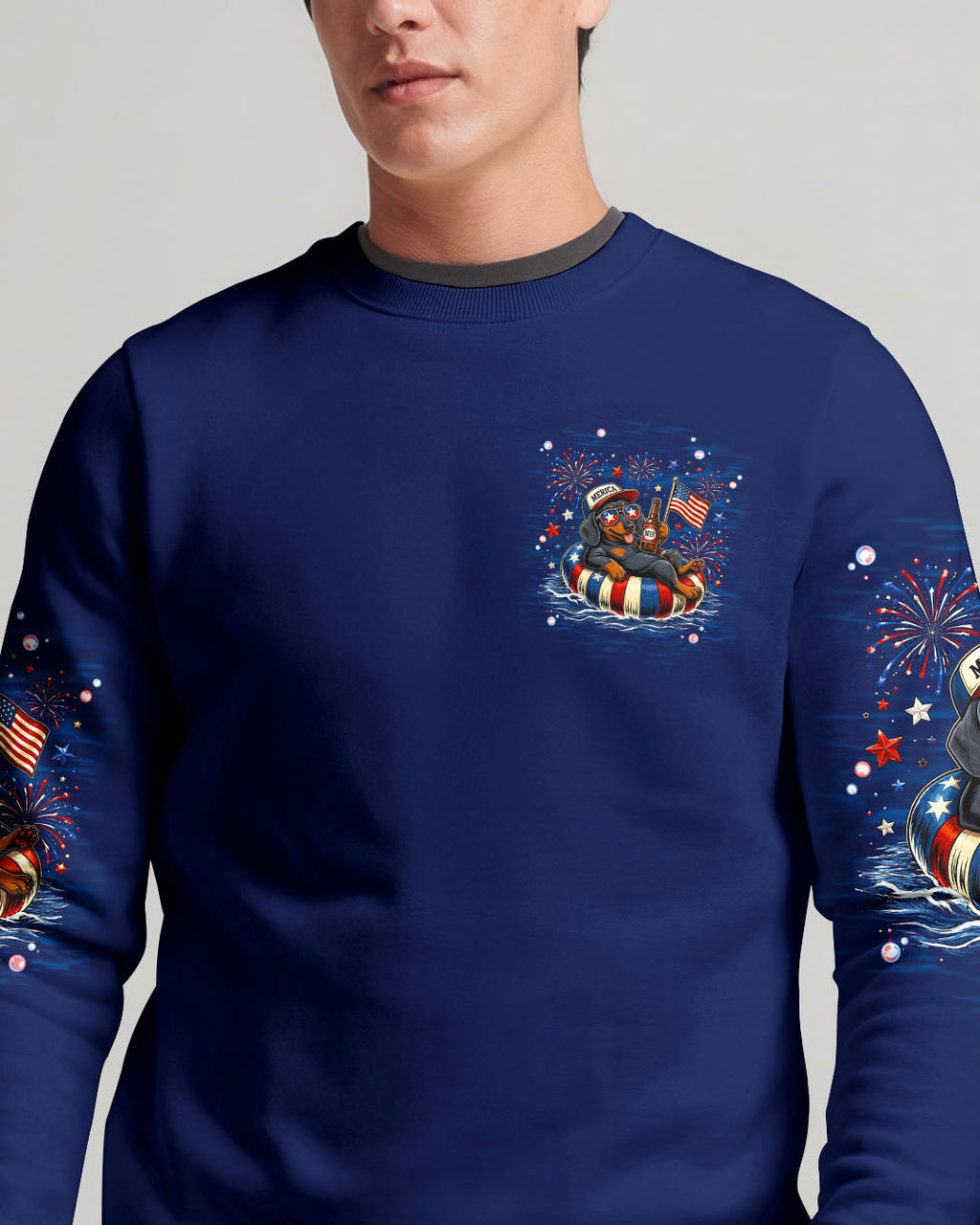 LAND OF THE FREE DACHSHUND DOG RED WHITE & BLUE ALL OVER PRINT  - TLNT1905263