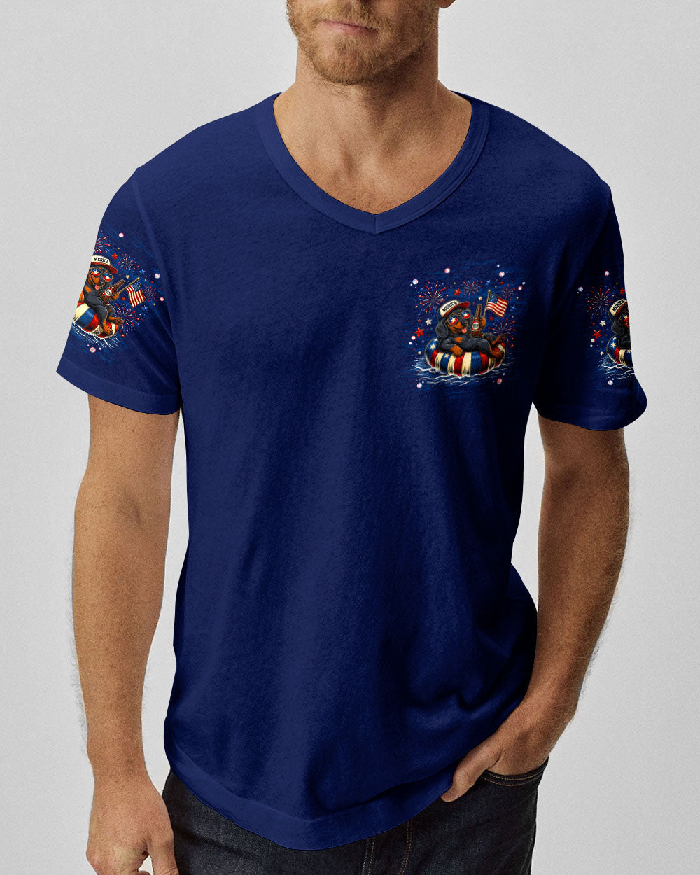 LAND OF THE FREE DACHSHUND DOG RED WHITE & BLUE ALL OVER PRINT  - TLNT1905263