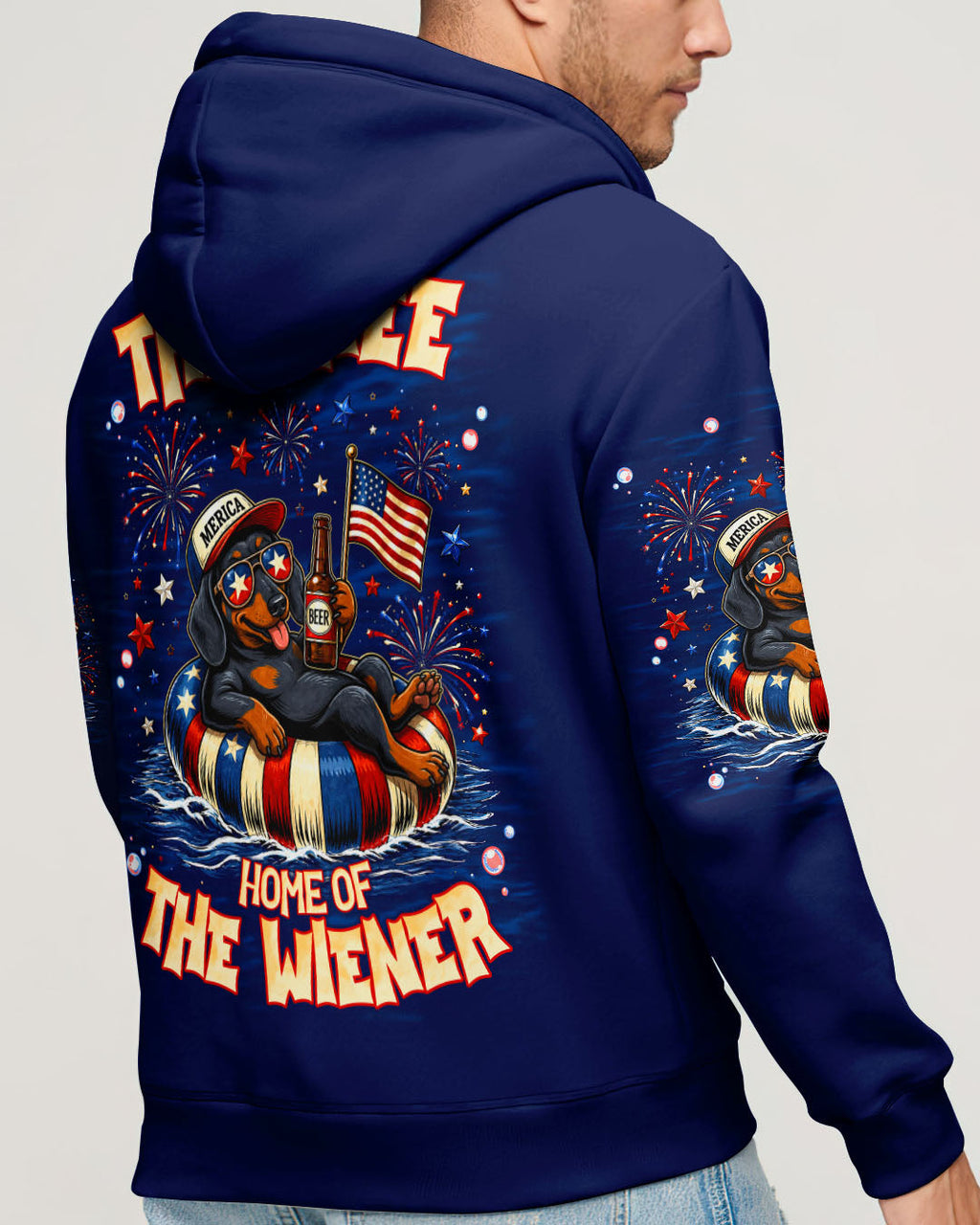 LAND OF THE FREE DACHSHUND DOG RED WHITE & BLUE ALL OVER PRINT  - TLNT1905263