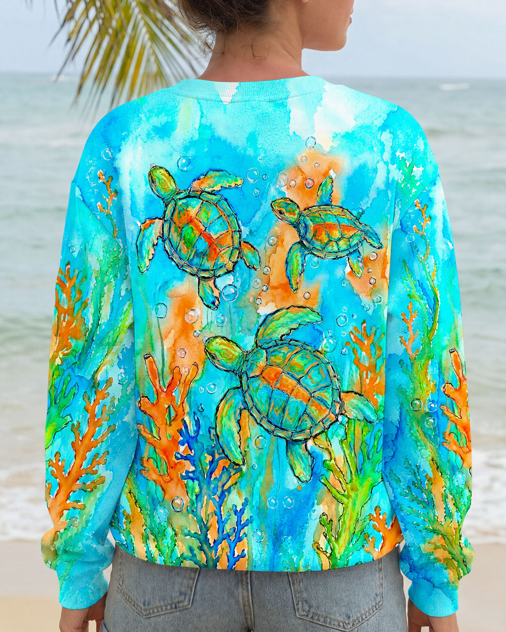 THREE SEA TURTLES SEAWEED ART ALL OVER PRINT  - TLNT1906264