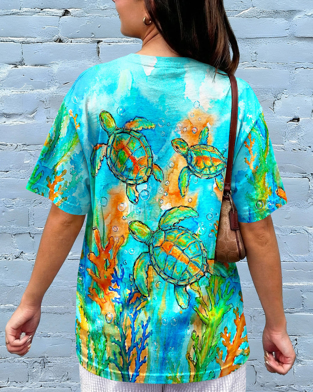 THREE SEA TURTLES SEAWEED ART ALL OVER PRINT  - TLNT1906264