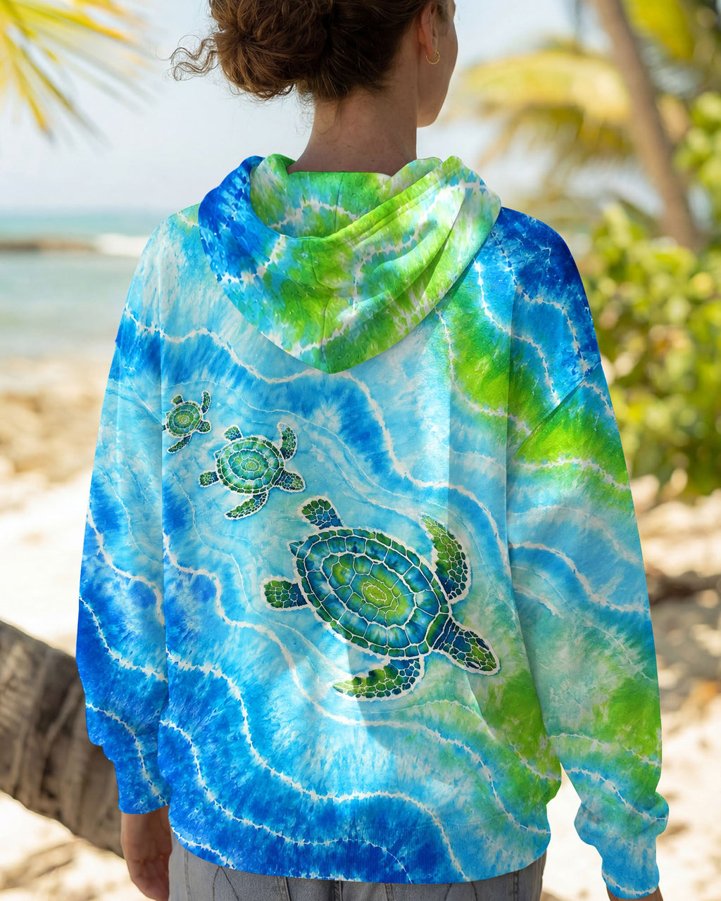 THREE SEA TURTLES WAVES BURST ALL OVER PRINT  - TLNT2606263