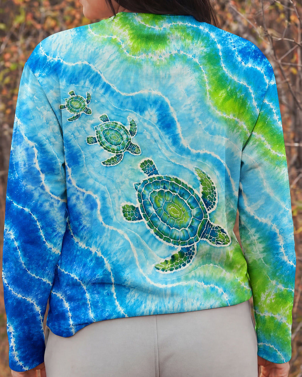 THREE SEA TURTLES WAVES BURST ALL OVER PRINT  - TLNT2606263