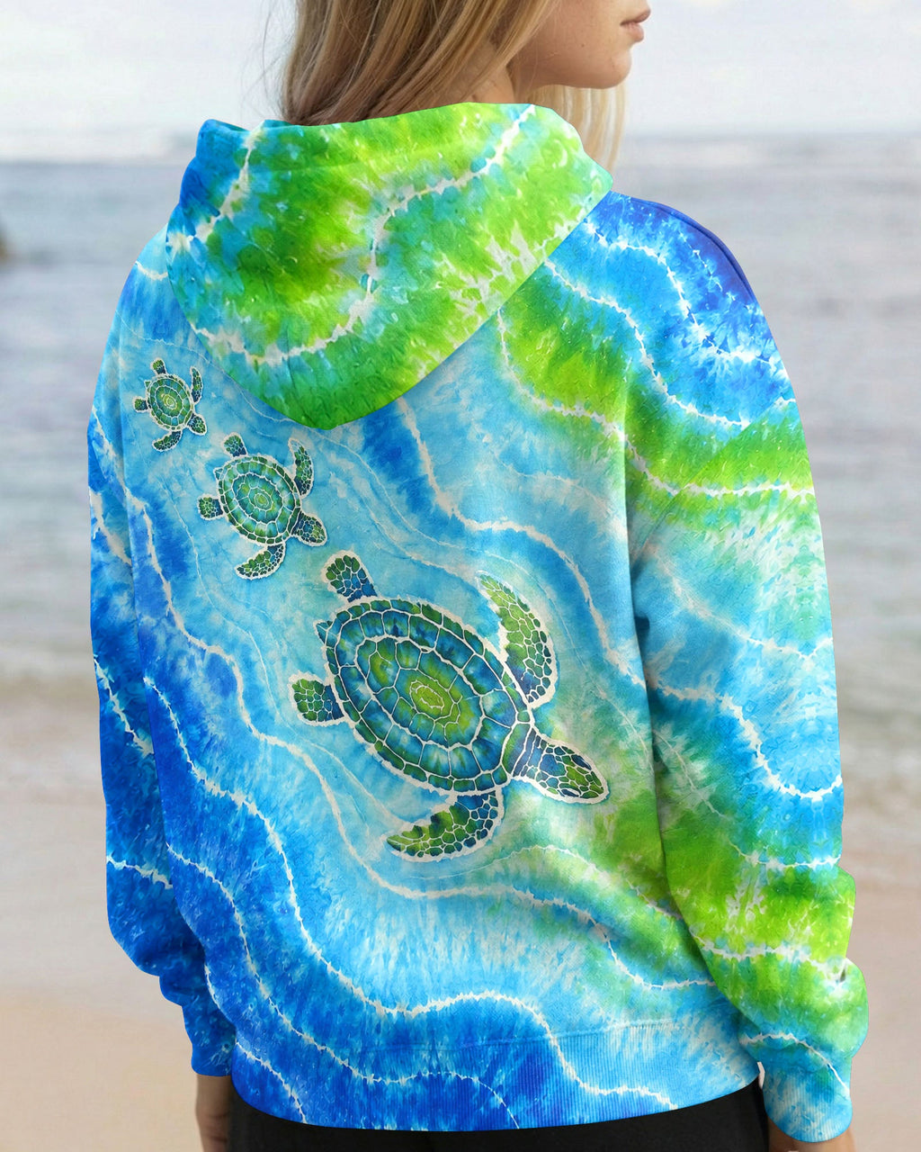 THREE SEA TURTLES WAVES BURST ALL OVER PRINT  - TLNT2606263