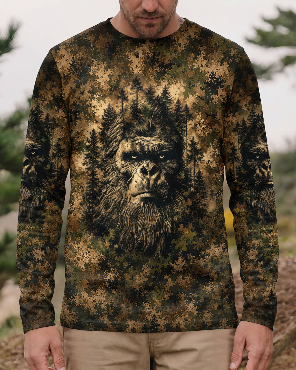 AND INTO THE FOREST I GO BIGFOOT CAMOUFLAGE ALL OVER PRINT    - TLNT2705261
