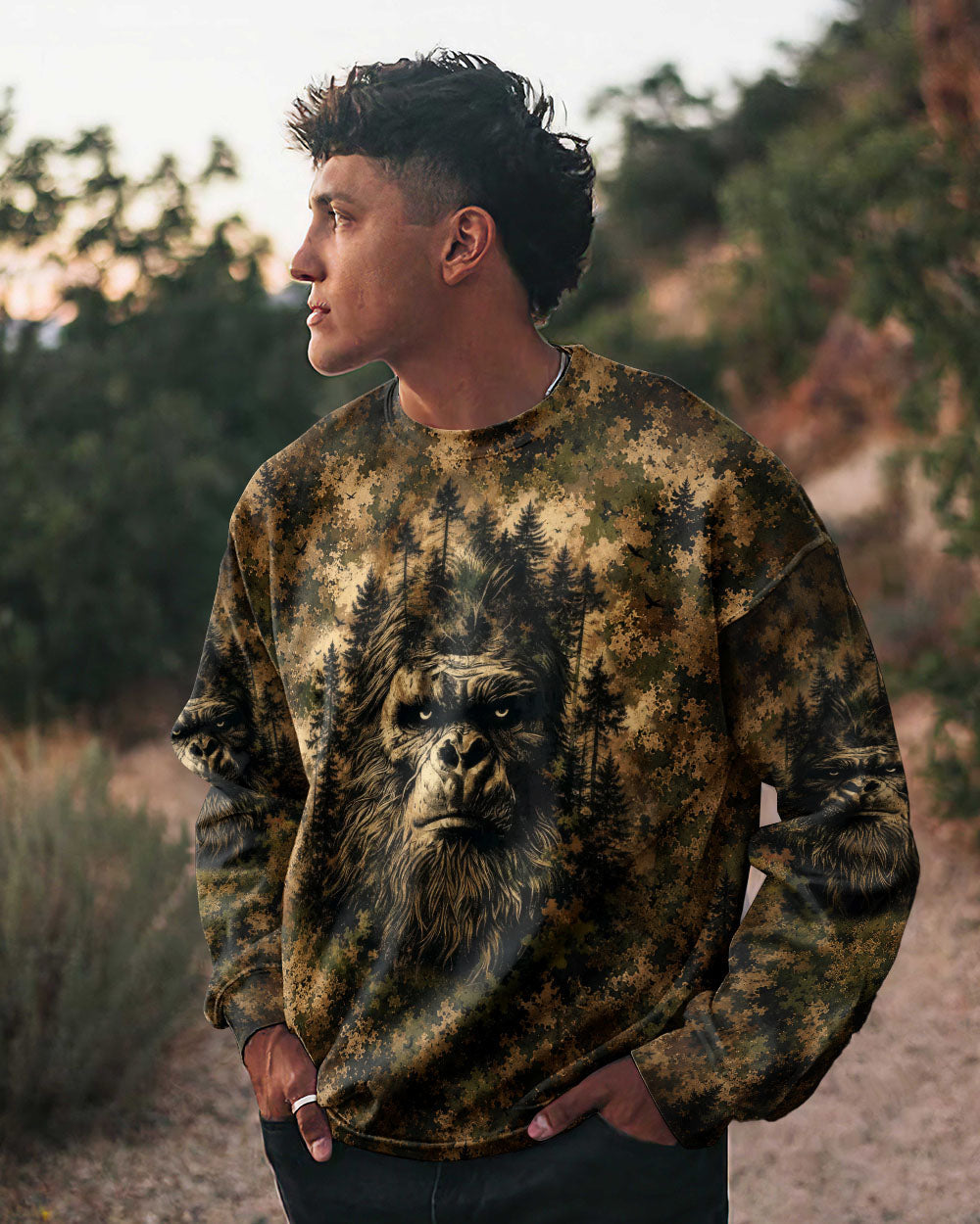 AND INTO THE FOREST I GO BIGFOOT CAMOUFLAGE ALL OVER PRINT    - TLNT2705261