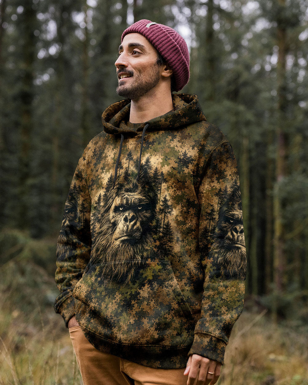 AND INTO THE FOREST I GO BIGFOOT CAMOUFLAGE ALL OVER PRINT    - TLNT2705261