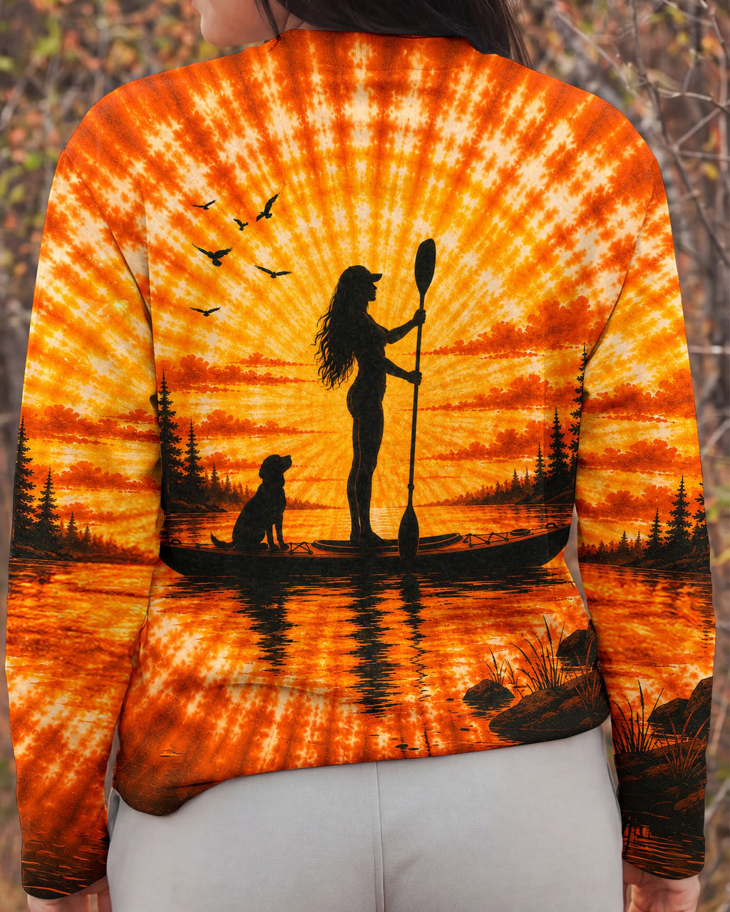 KAYAK LAKE DAY WITH DOG ORANGE SUNSET ALL OVER PRINT - TLNT2906263