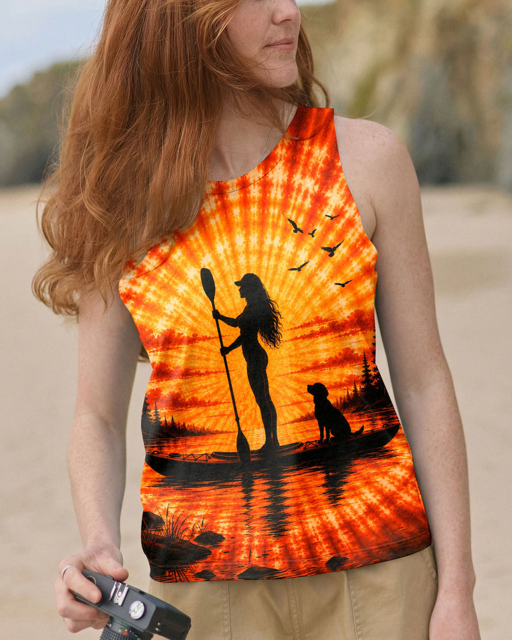 KAYAK LAKE DAY WITH DOG ORANGE SUNSET ALL OVER PRINT - TLNT2906263