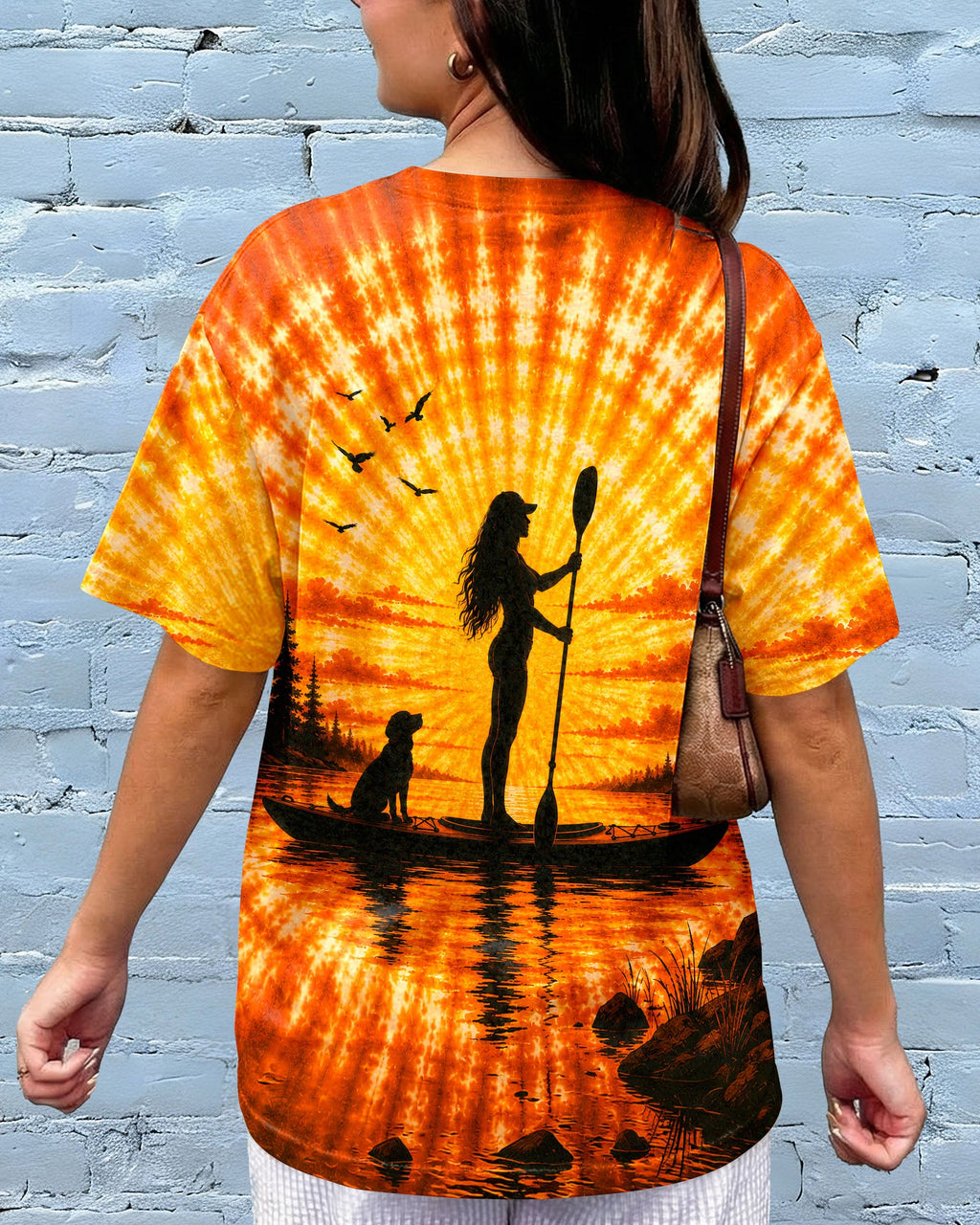 KAYAK LAKE DAY WITH DOG ORANGE SUNSET ALL OVER PRINT - TLNT2906263