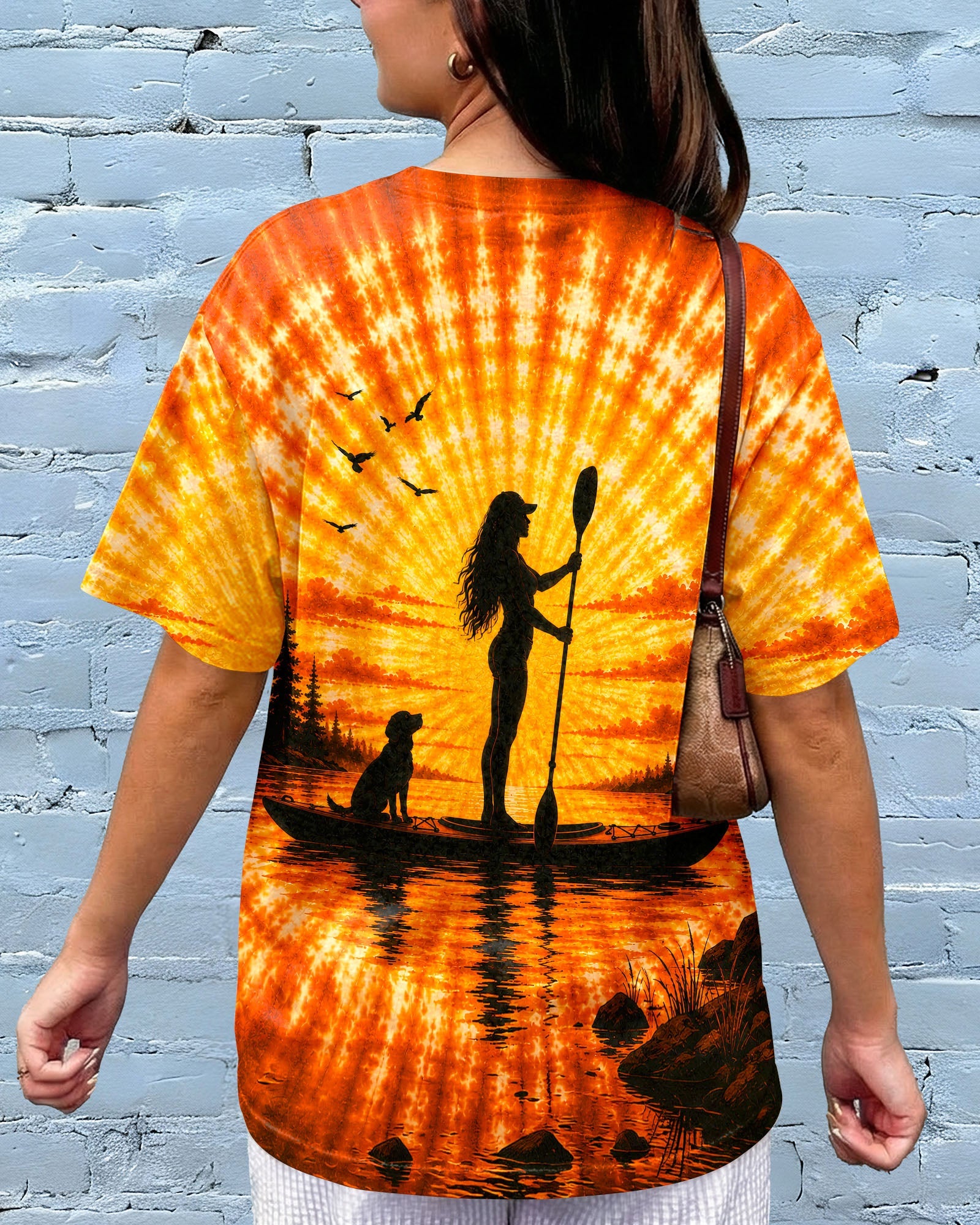 KAYAK LAKE DAY WITH DOG ORANGE SUNSET ALL OVER PRINT - TLNT2906263