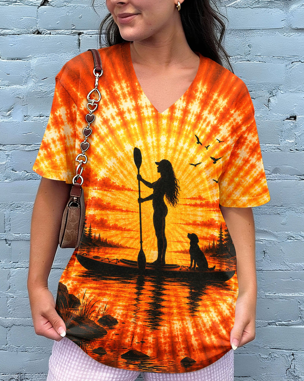 KAYAK LAKE DAY WITH DOG ORANGE SUNSET ALL OVER PRINT - TLNT2906263