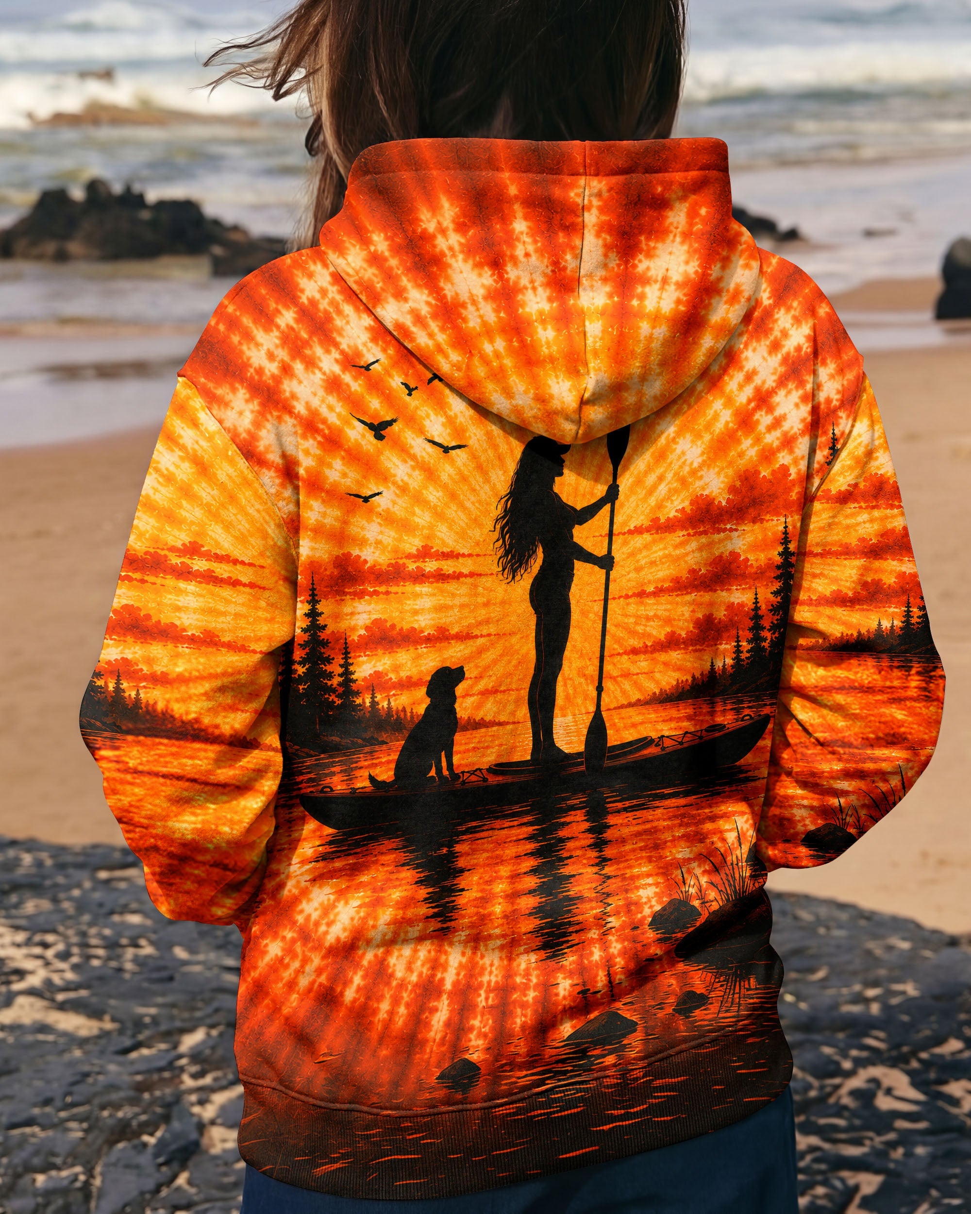 KAYAK LAKE DAY WITH DOG ORANGE SUNSET ALL OVER PRINT - TLNT2906263
