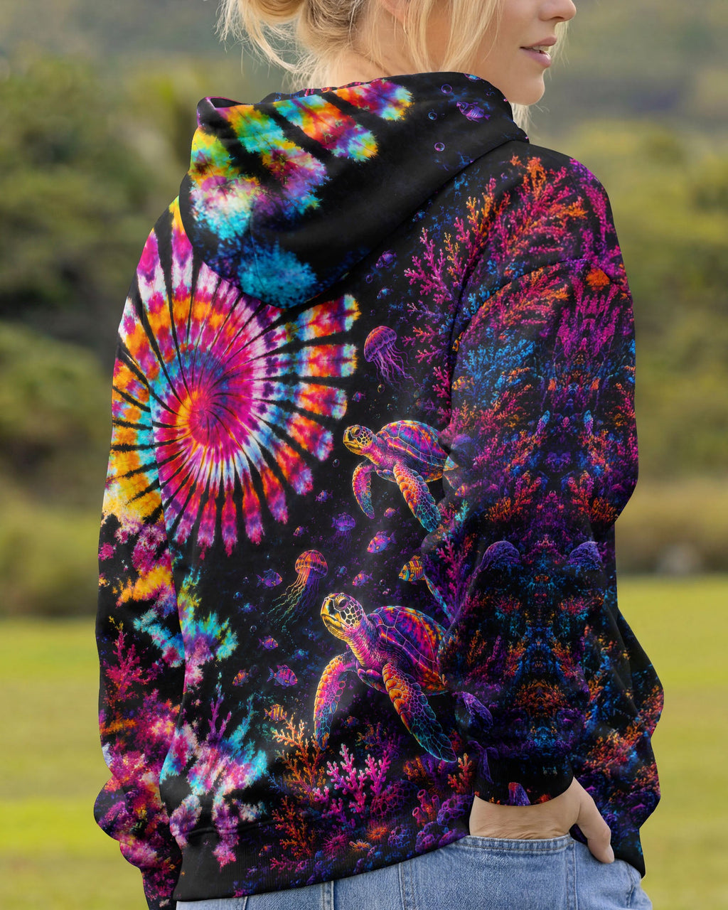 NEON OCEAN WONDERLAND TURTLE ALL OVER PRINT - TLTW0406263