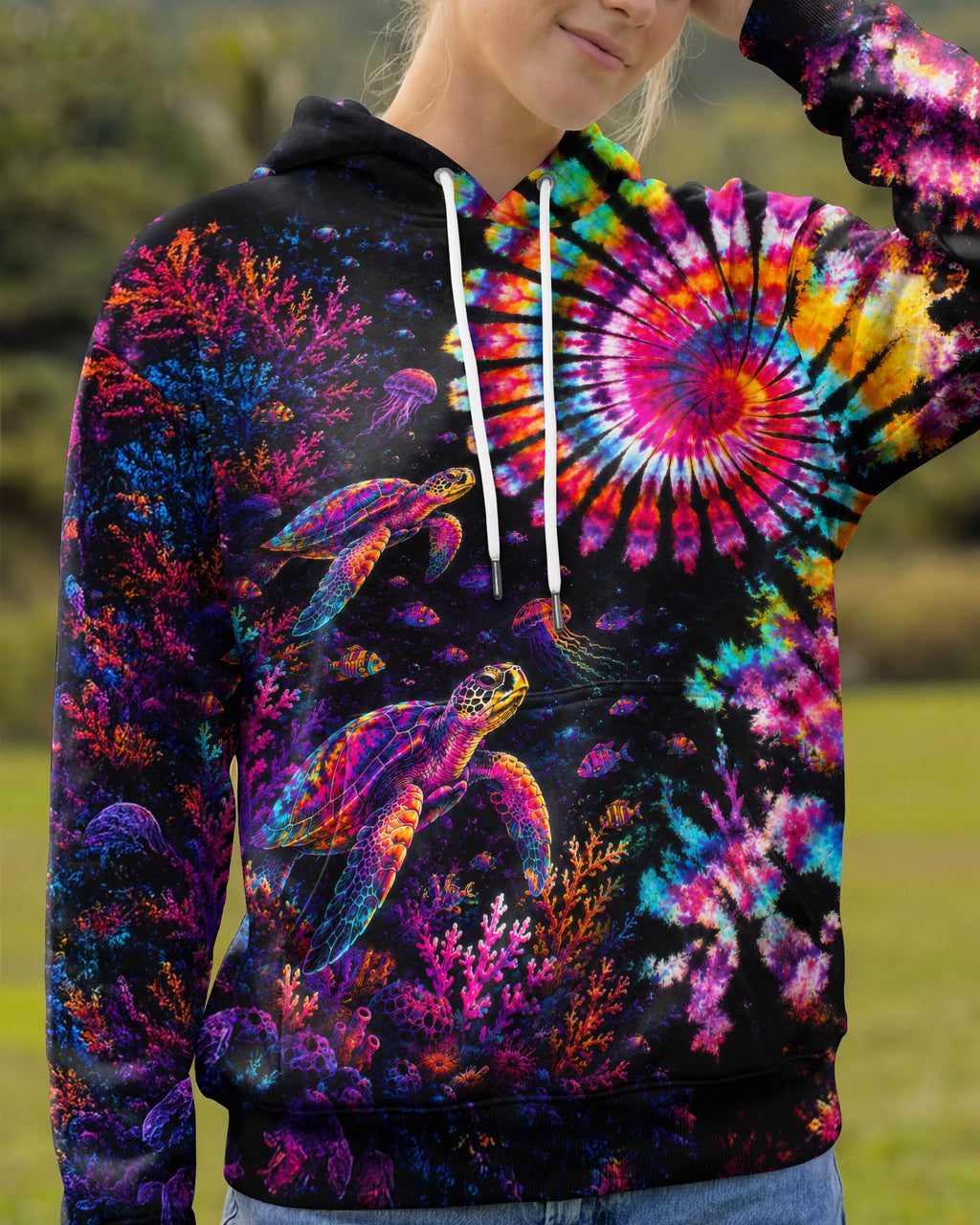 NEON OCEAN WONDERLAND TURTLE ALL OVER PRINT - TLTW0406263