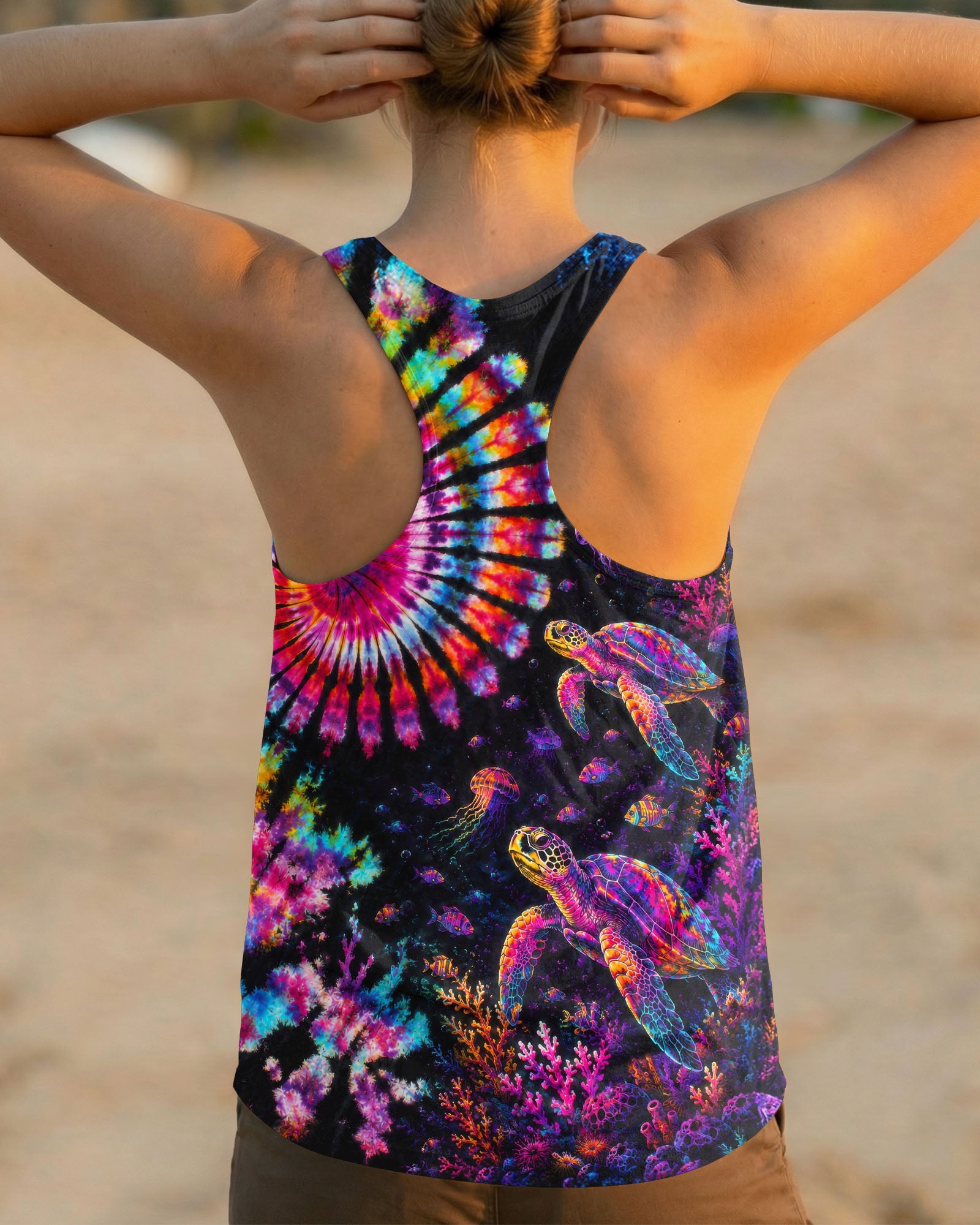 NEON OCEAN WONDERLAND TURTLE ALL OVER PRINT - TLTW0406263