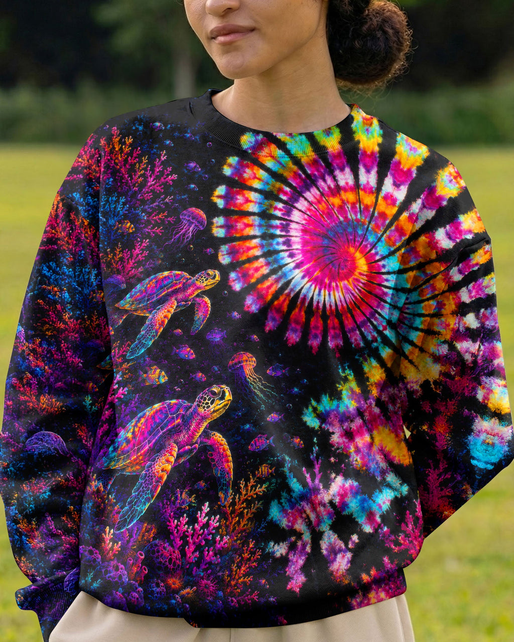 NEON OCEAN WONDERLAND TURTLE ALL OVER PRINT - TLTW0406263
