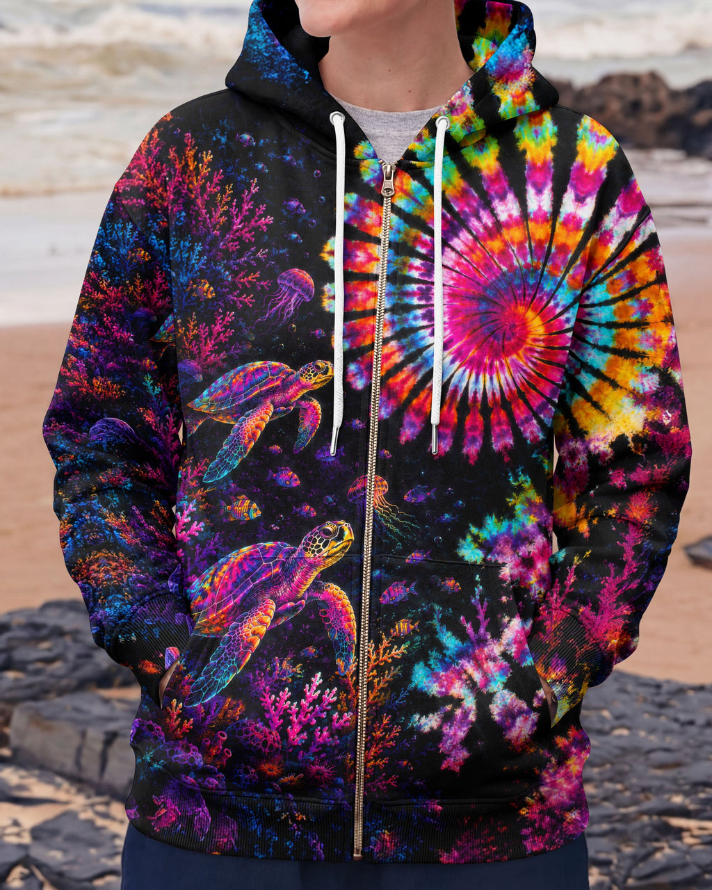 NEON OCEAN WONDERLAND TURTLE ALL OVER PRINT - TLTW0406263