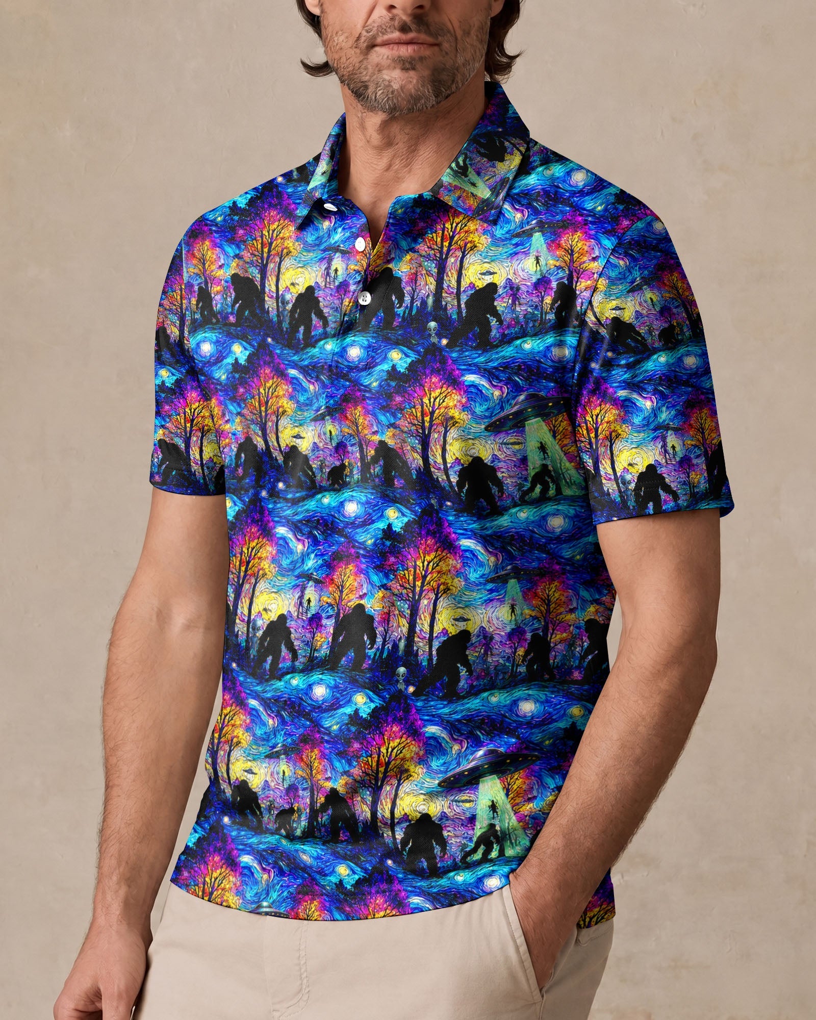 BIGFOOT ALIEN STARRY NIGHT POLO SHIRT   - TLTW0608262