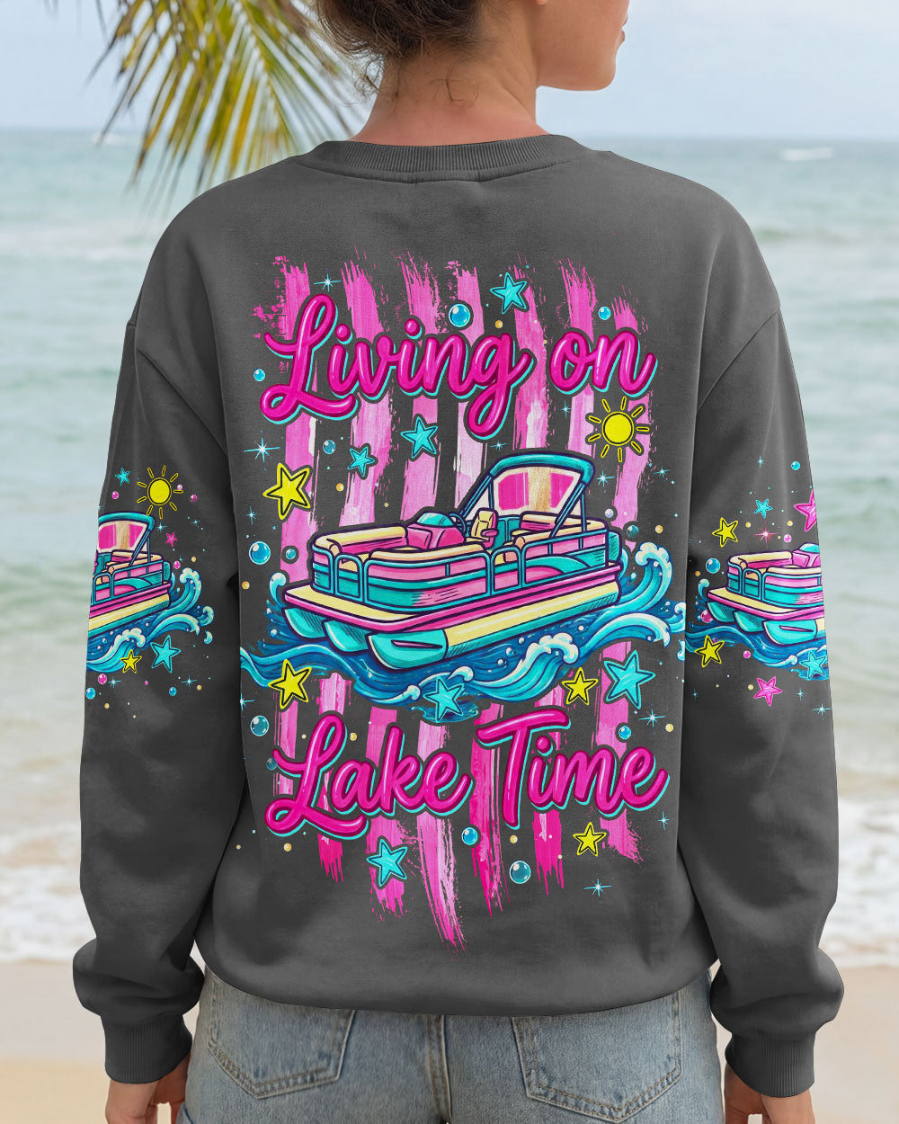 LIVING ON LAKE TIME PONTOON BOAT ALL OVER PRINT - TLTW1105261
