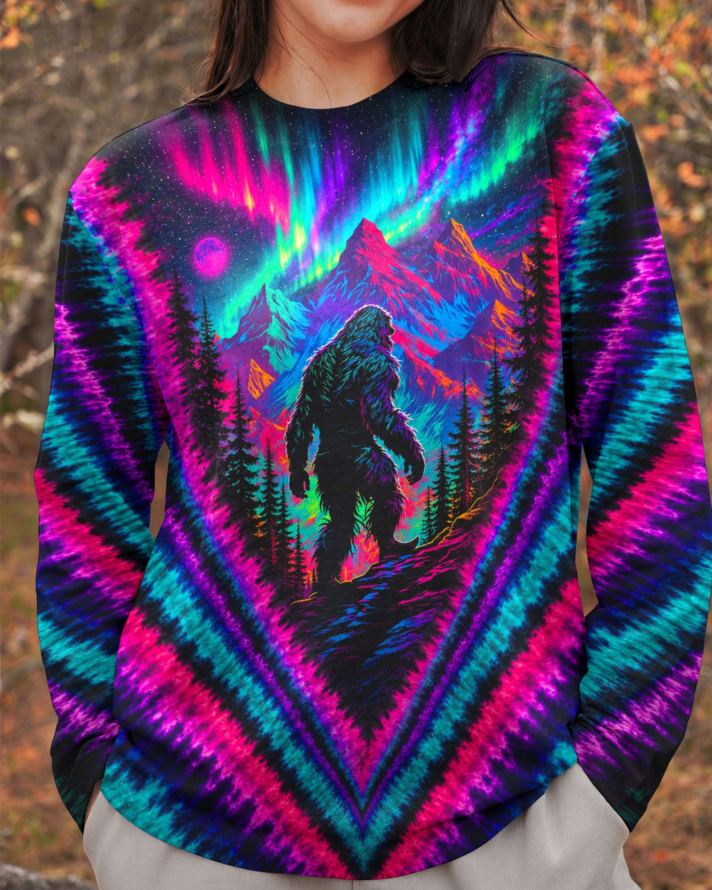 BIGFOOT IN THE FOREST AURORA V PATTERN  ALL OVER PRINT  - TLTW1307261