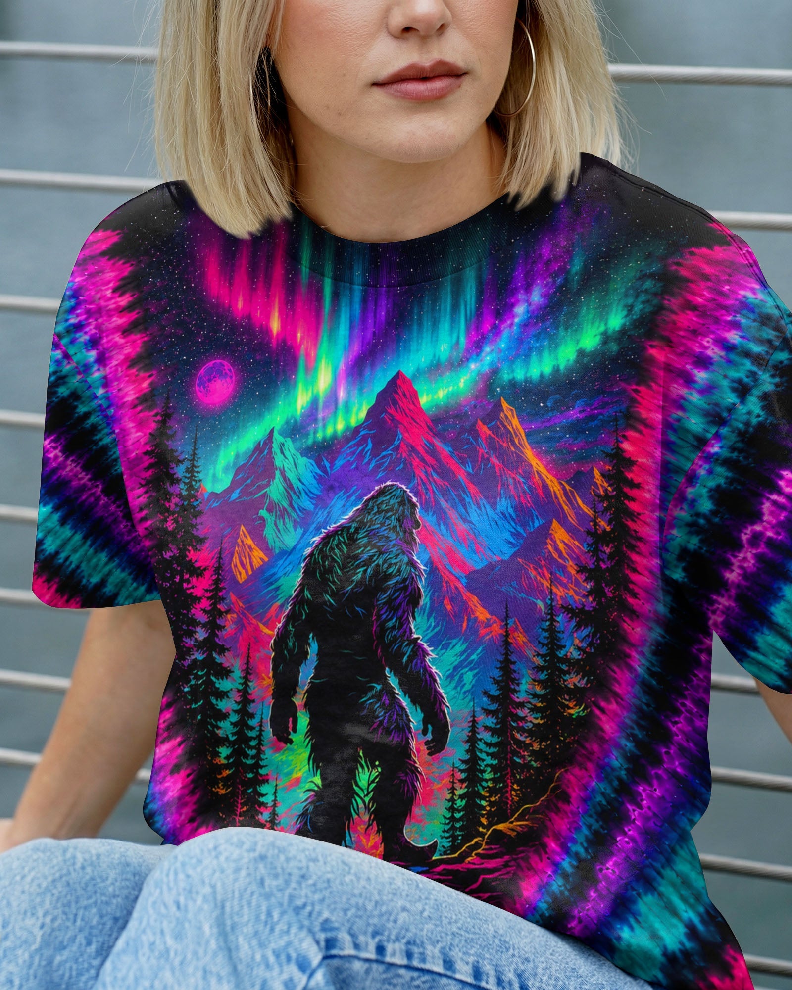 BIGFOOT IN THE FOREST AURORA V PATTERN  ALL OVER PRINT  - TLTW1307261
