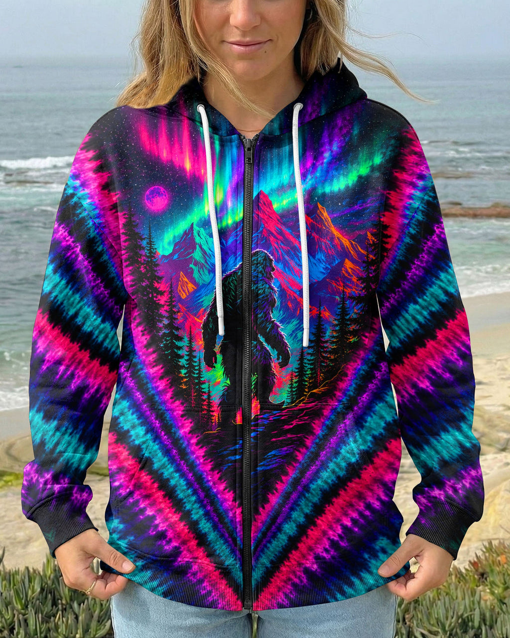 BIGFOOT IN THE FOREST AURORA V PATTERN  ALL OVER PRINT  - TLTW1307261
