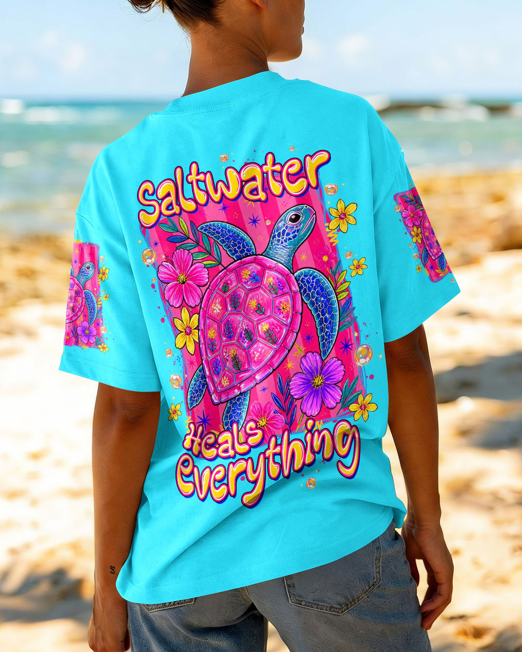 SALTWATER HEALS EVERYTHING TURTLE ALL OVER PRINT  - TLTW1307262
