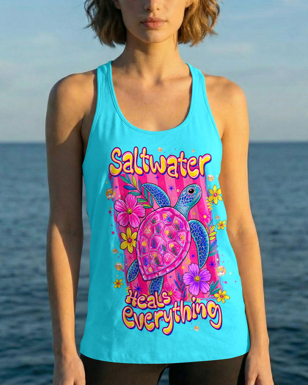 SALTWATER HEALS EVERYTHING TURTLE ALL OVER PRINT  - TLTW1307262