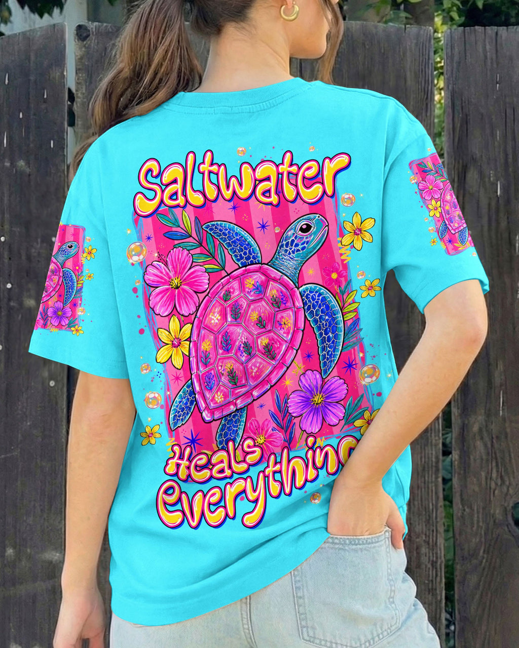 SALTWATER HEALS EVERYTHING TURTLE ALL OVER PRINT  - TLTW1307262