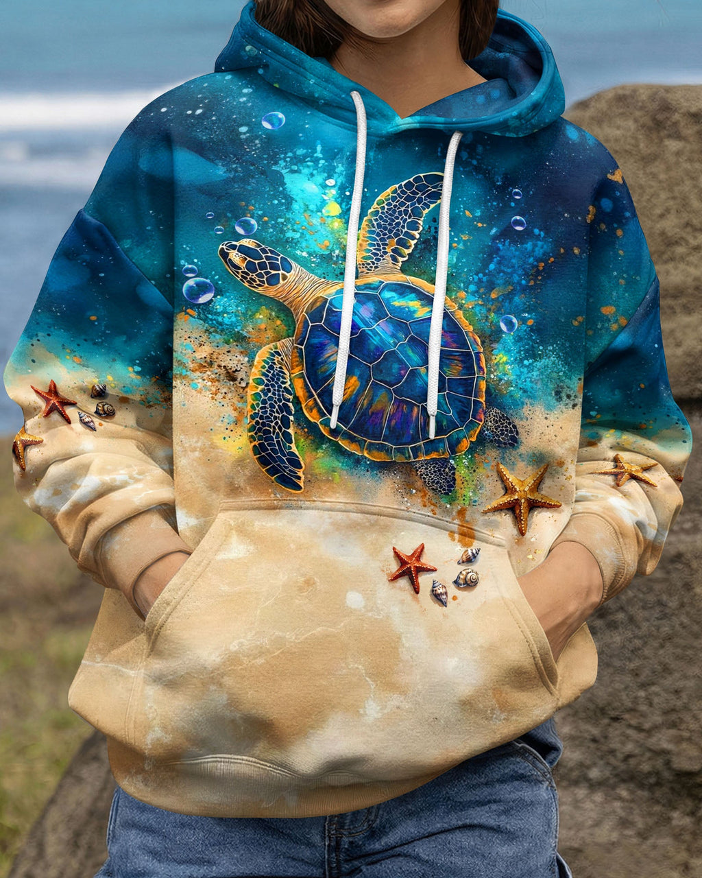 AND INTO THE OCEAN I GO TURTLE ALL OVER PRINT - TLTW1704262