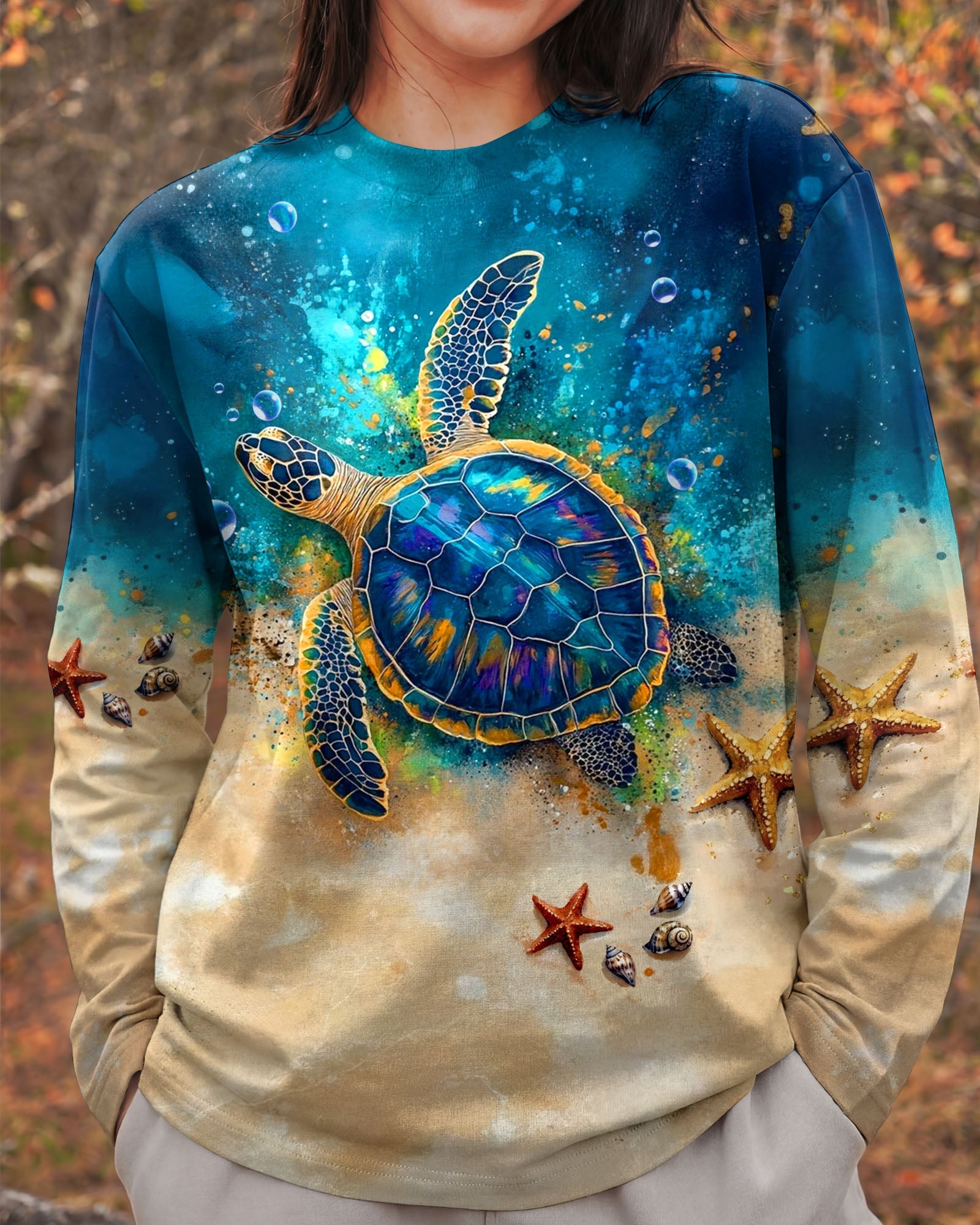 AND INTO THE OCEAN I GO TURTLE ALL OVER PRINT - TLTW1704262