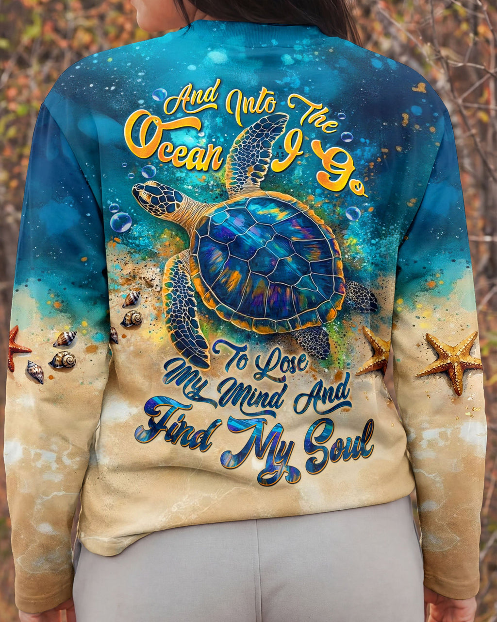 AND INTO THE OCEAN I GO TURTLE ALL OVER PRINT - TLTW1704262