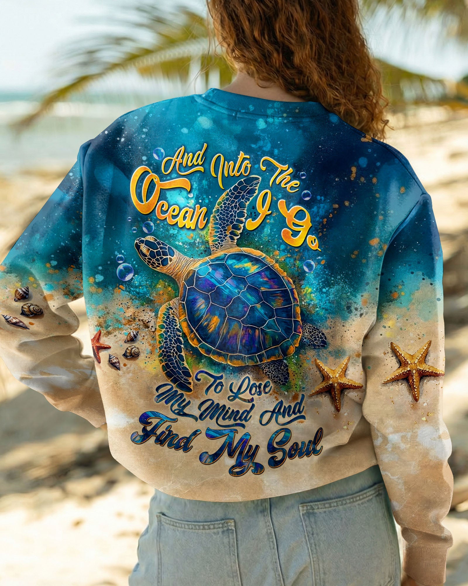 AND INTO THE OCEAN I GO TURTLE ALL OVER PRINT - TLTW1704262