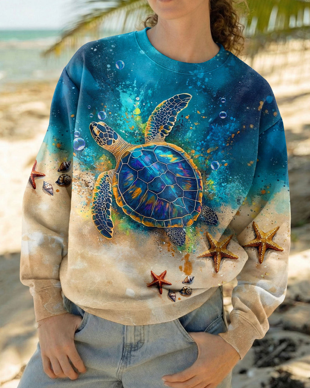 AND INTO THE OCEAN I GO TURTLE ALL OVER PRINT - TLTW1704262