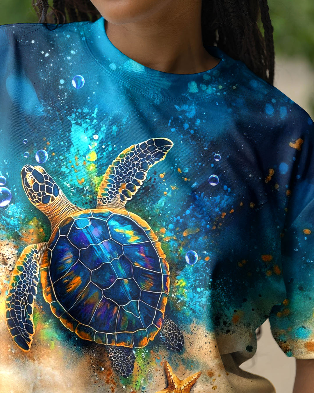 AND INTO THE OCEAN I GO TURTLE ALL OVER PRINT - TLTW1704262