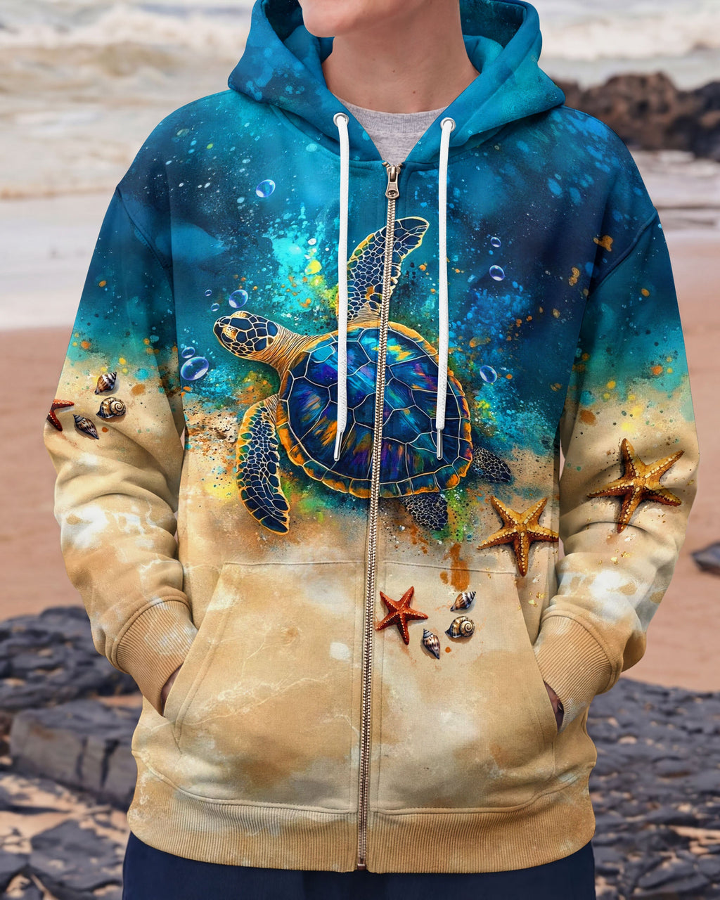 AND INTO THE OCEAN I GO TURTLE ALL OVER PRINT - TLTW1704262