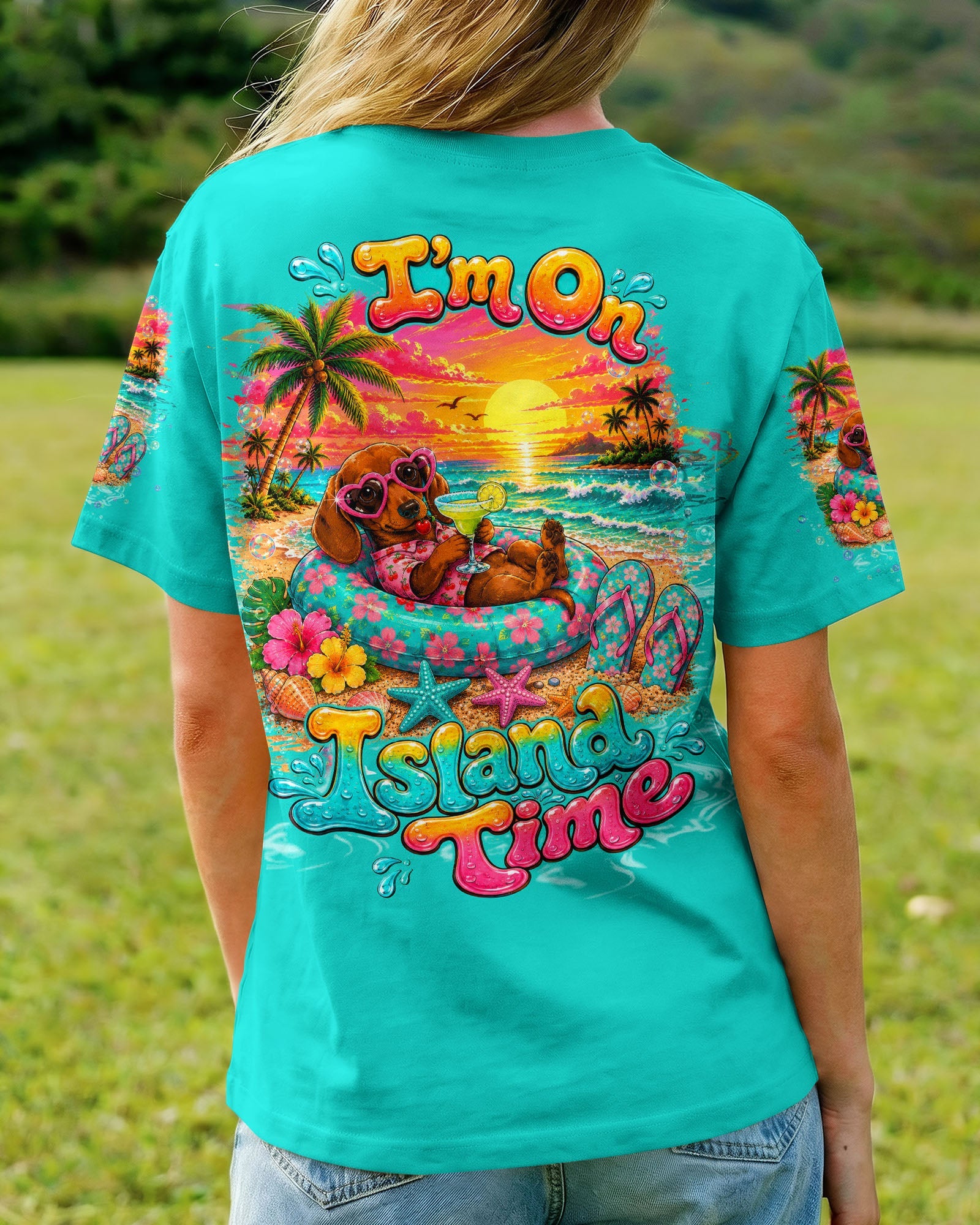I'M ON ISLAND TIME DACHSHUND DOG ALL OVER PRINT  - TLTW2005263