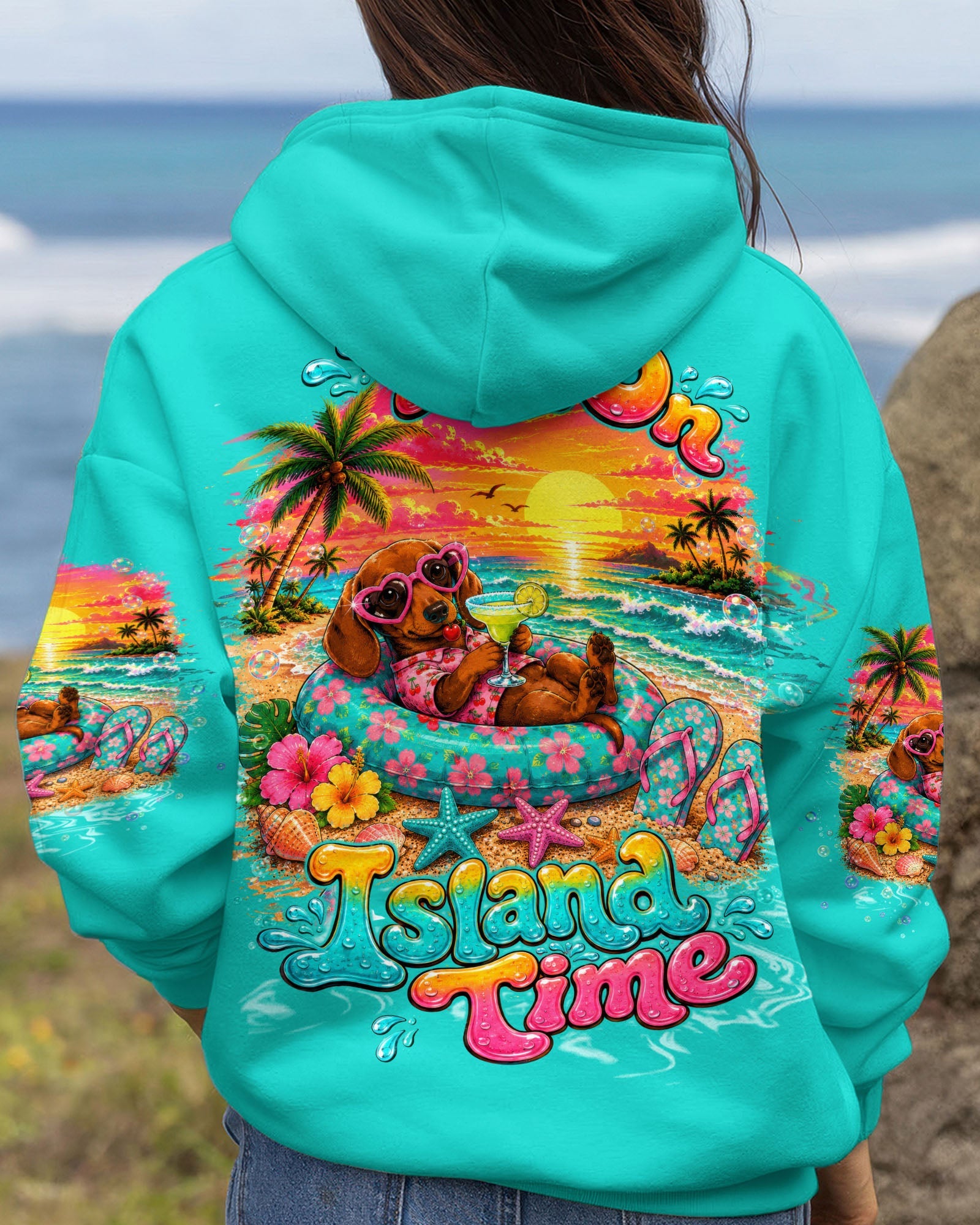 I'M ON ISLAND TIME DACHSHUND DOG ALL OVER PRINT  - TLTW2005263