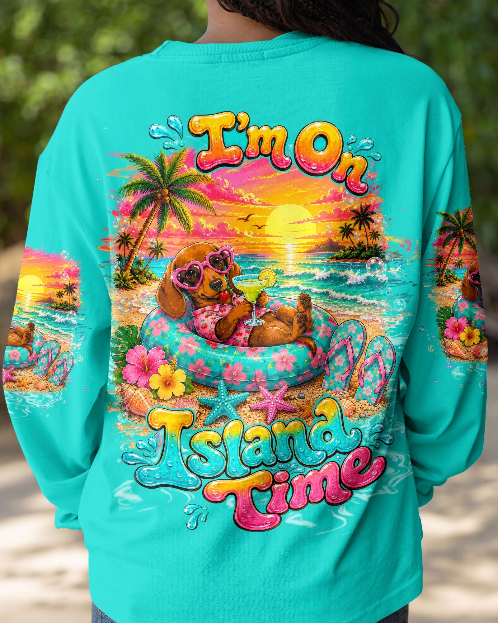I'M ON ISLAND TIME DACHSHUND DOG ALL OVER PRINT  - TLTW2005263