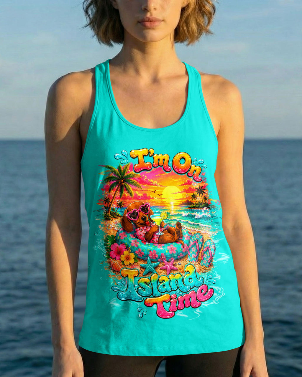 I'M ON ISLAND TIME DACHSHUND DOG ALL OVER PRINT  - TLTW2005263
