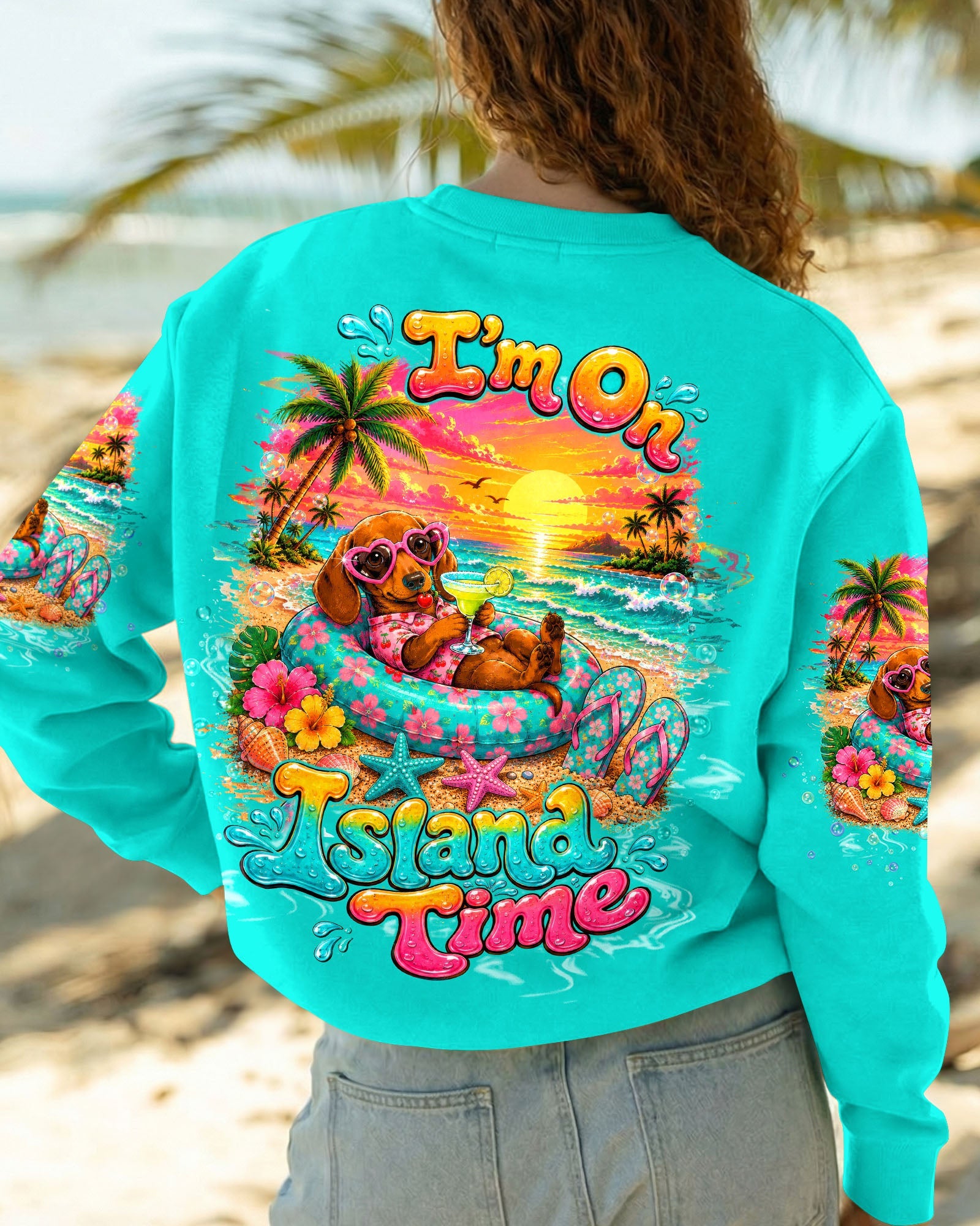 I'M ON ISLAND TIME DACHSHUND DOG ALL OVER PRINT  - TLTW2005263